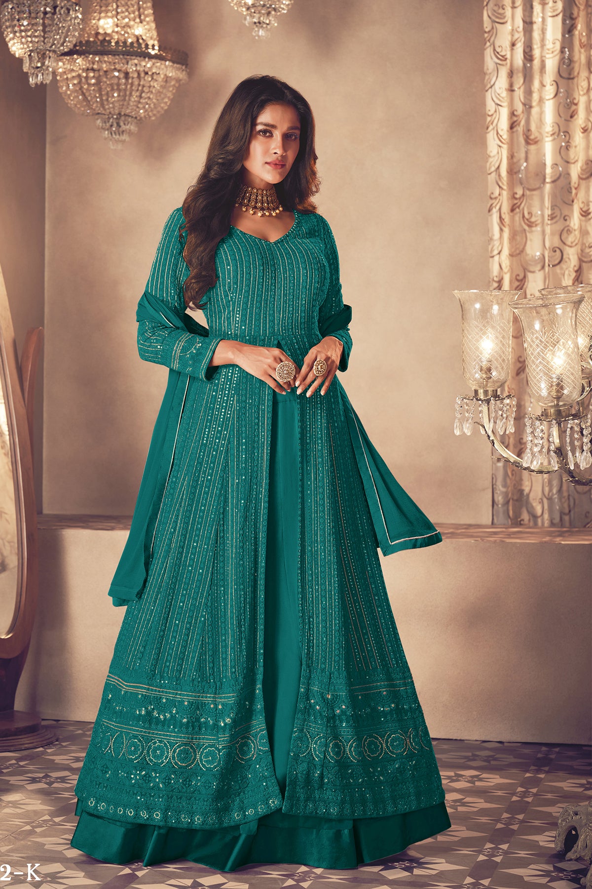 Shafnufab Women's Georgette Semi Stitched Pakistani Salwar Suit ( SF171366 _ Light Blue _ Free Size)