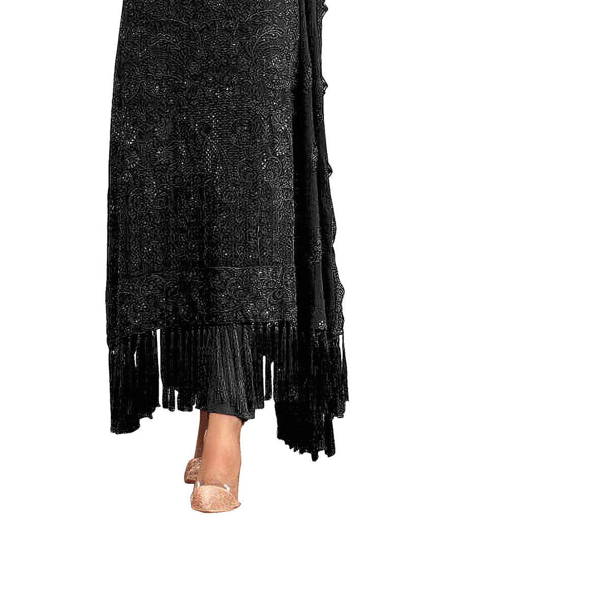 Shafnufab Women's Georgette Semi Stitched Salwar Suit ( SF171689 _ Black _ Free Size)