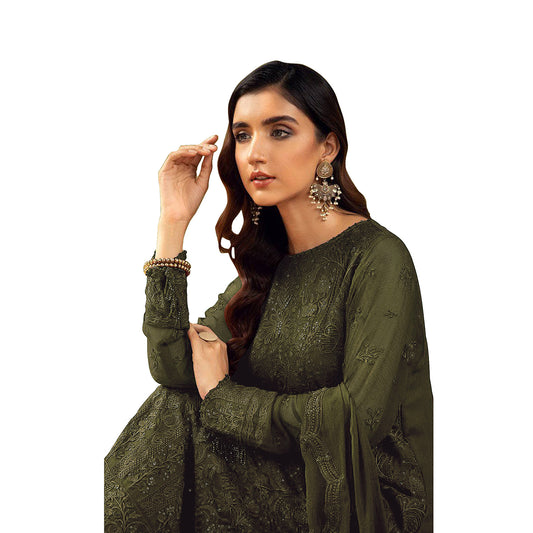 Shafnufab Women's Georgette Semi Stitched Salwar Suit ( SF171691 _ Light Green _ Free Size)