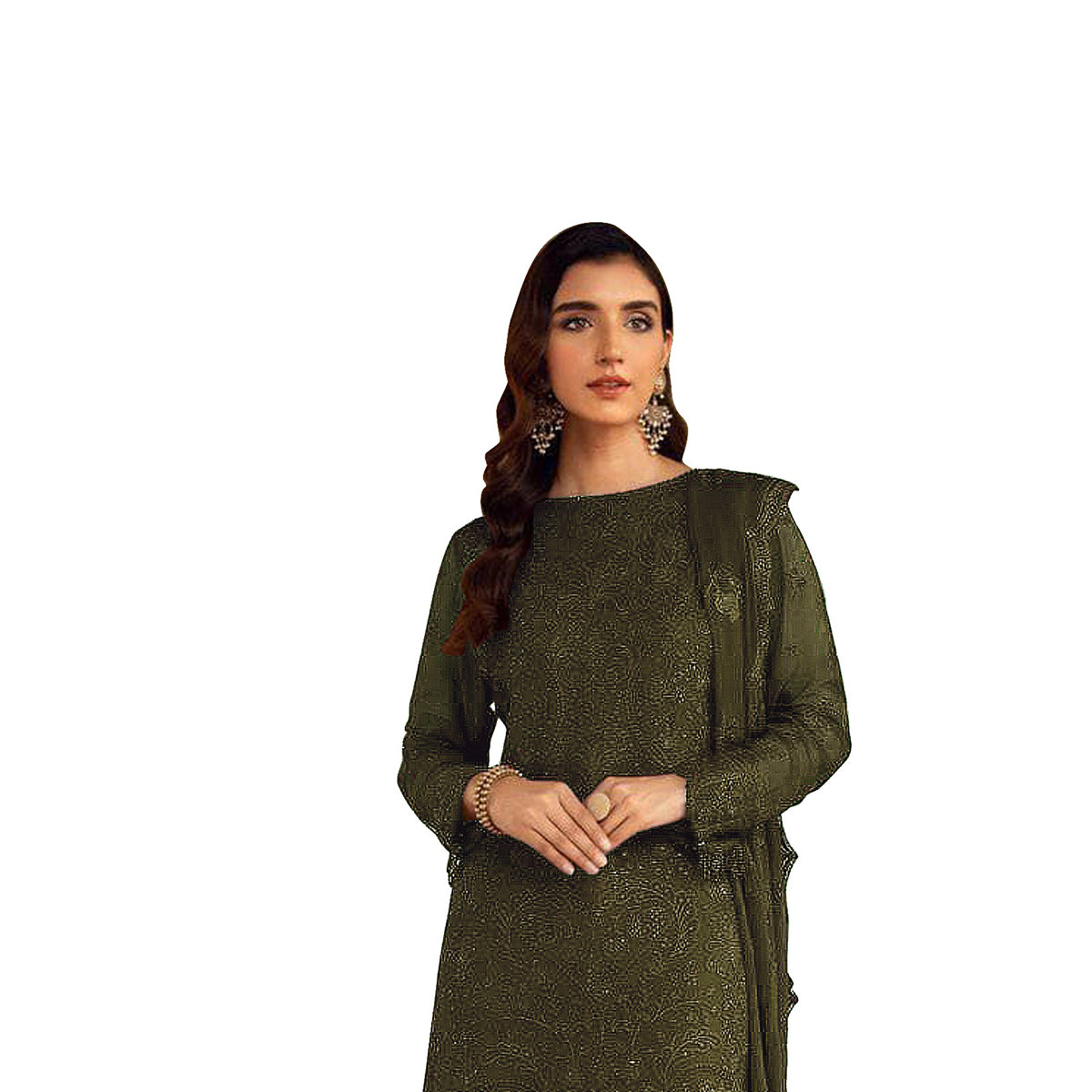 Shafnufab Women's Georgette Semi Stitched Salwar Suit ( SF171691 _ Light Green _ Free Size)