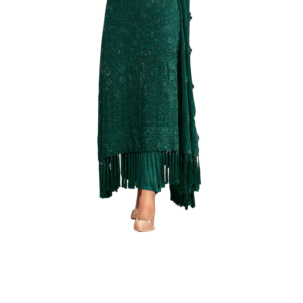 Shafnufab Women's Georgette Semi Stitched Salwar Suit ( SF171692 _ Green _ Free Size)