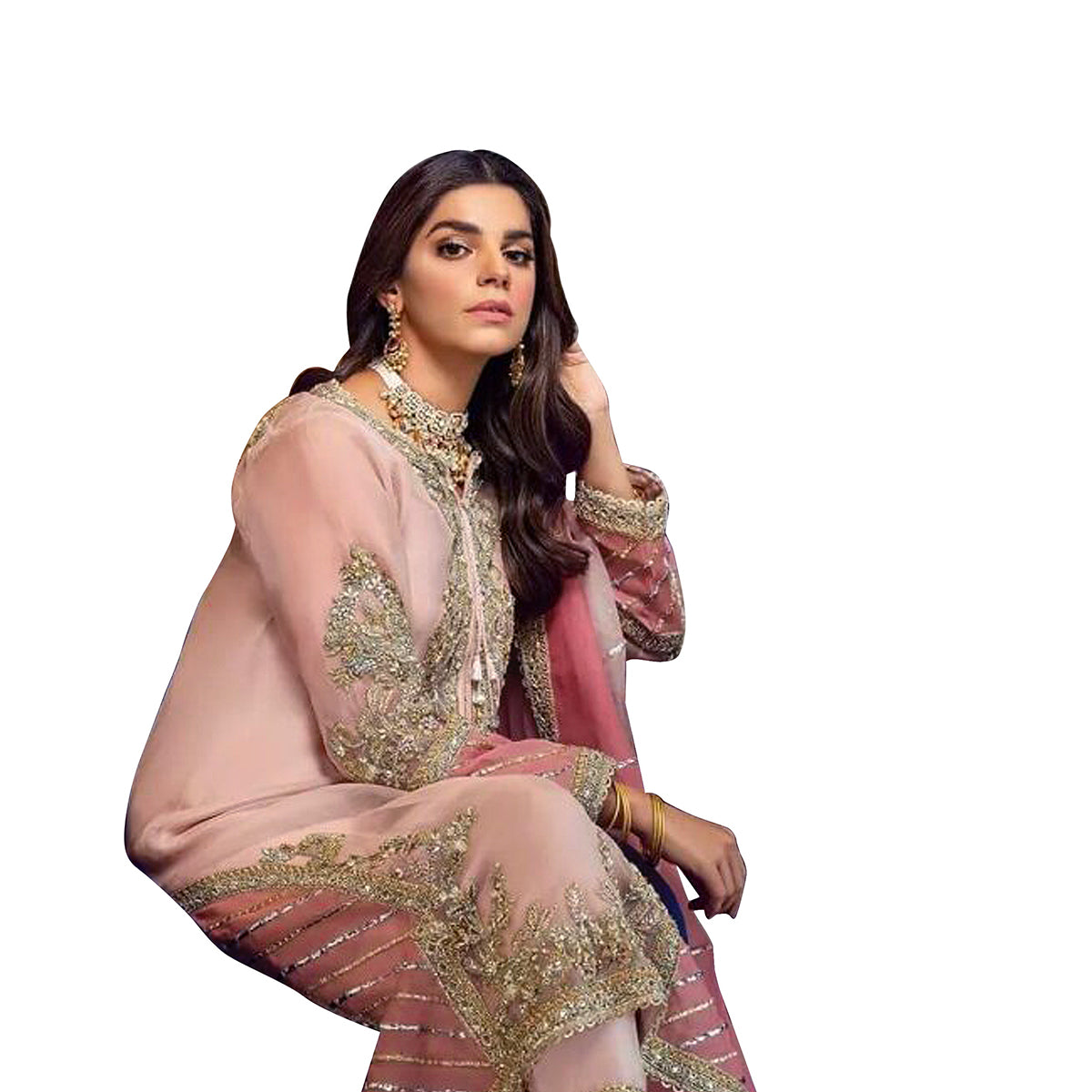 Shafnufab Women's Net Semi Stitched Pakistani Salwar Suit ( SF171472 _ Green _ Free Size)