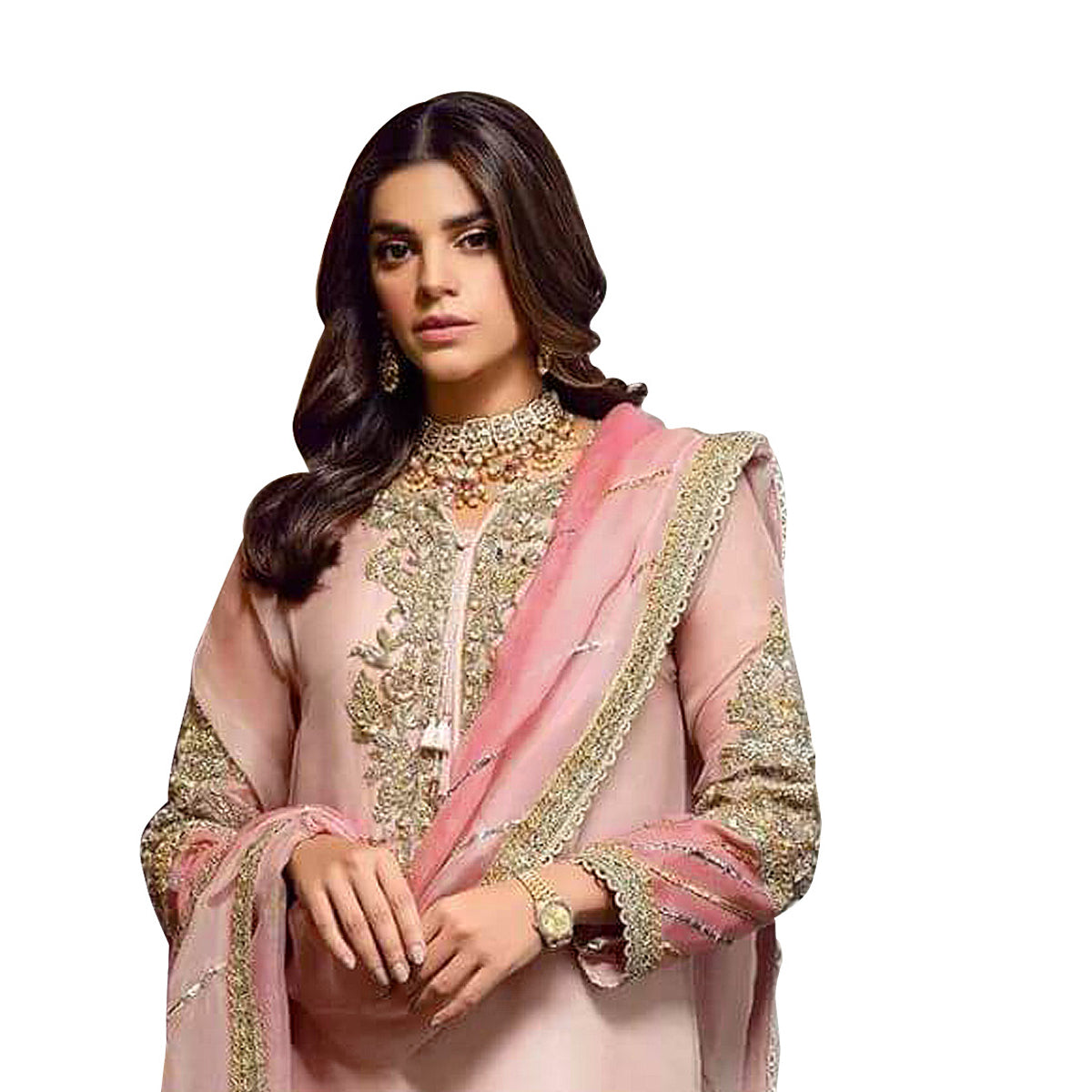 Shafnufab Women's Net Semi Stitched Pakistani Salwar Suit ( SF171472 _ Green _ Free Size)