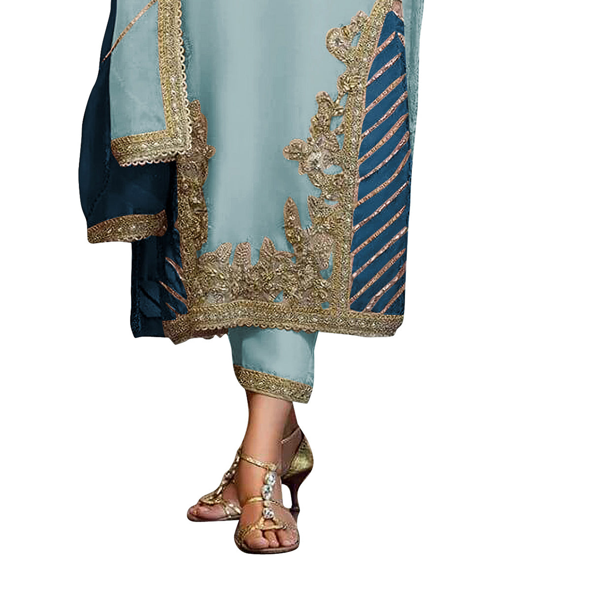 Shafnufab Women's Georgette Semi Stitched Lehenga Choli In Light Blue Colour SF171743