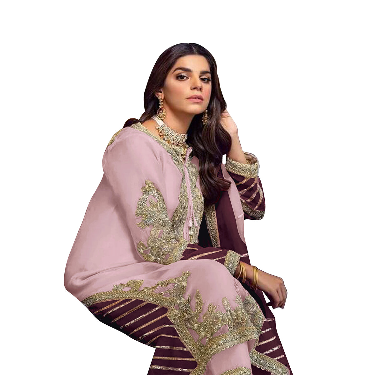 Shafnufab Women's Georgette Semi Stitched Lehenga Choli In Light Purple Colour SF171744