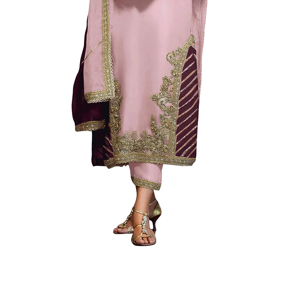 Shafnufab Women's Georgette Semi Stitched Lehenga Choli In Light Purple Colour SF171744