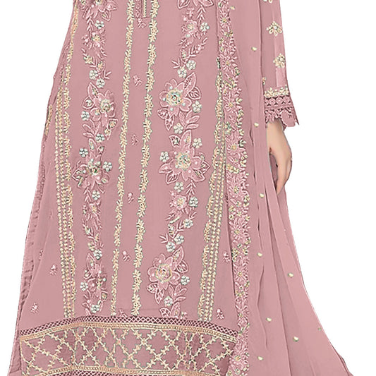 Shafnufab WOMEN'S Georgette Semi-Stiched Pakistani Suit (SF-171939 Light Green Free Size )