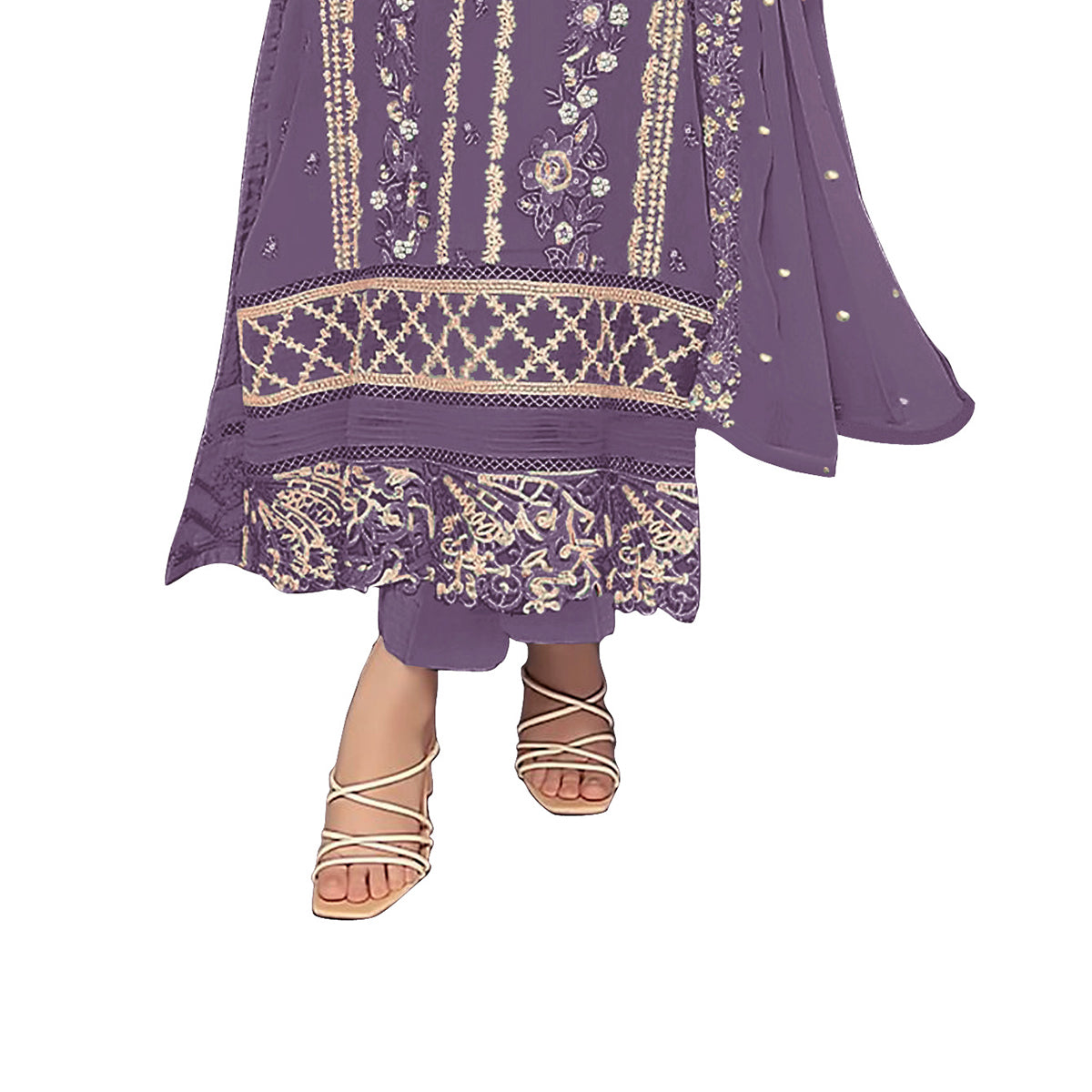 Shafnufab WOMEN'S Georgette Semi-Stiched Pakistani Suit (SF-171939 Light Green Free Size )
