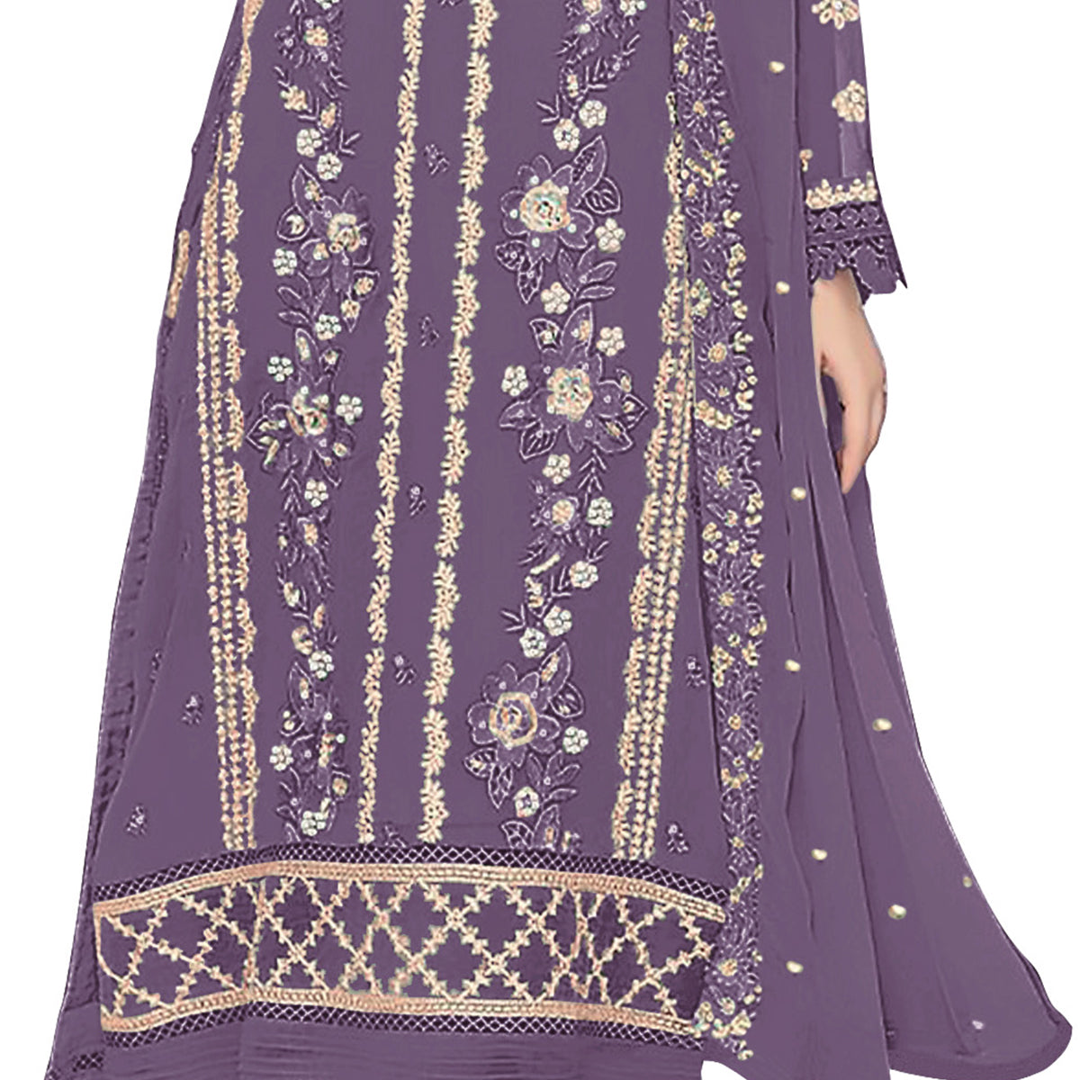 Shafnufab WOMEN'S Georgette Semi-Stiched Pakistani Suit (SF-171939 Light Green Free Size )