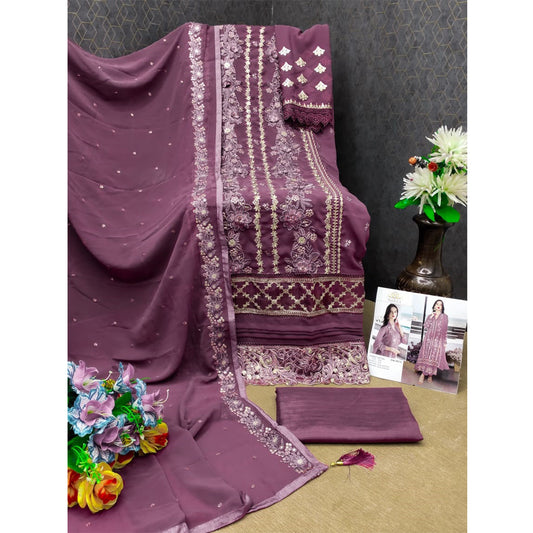 Shafnufab WOMEN'S Georgette Semi-Stiched Pakistani Suit (SF-171939 Light Green Free Size )