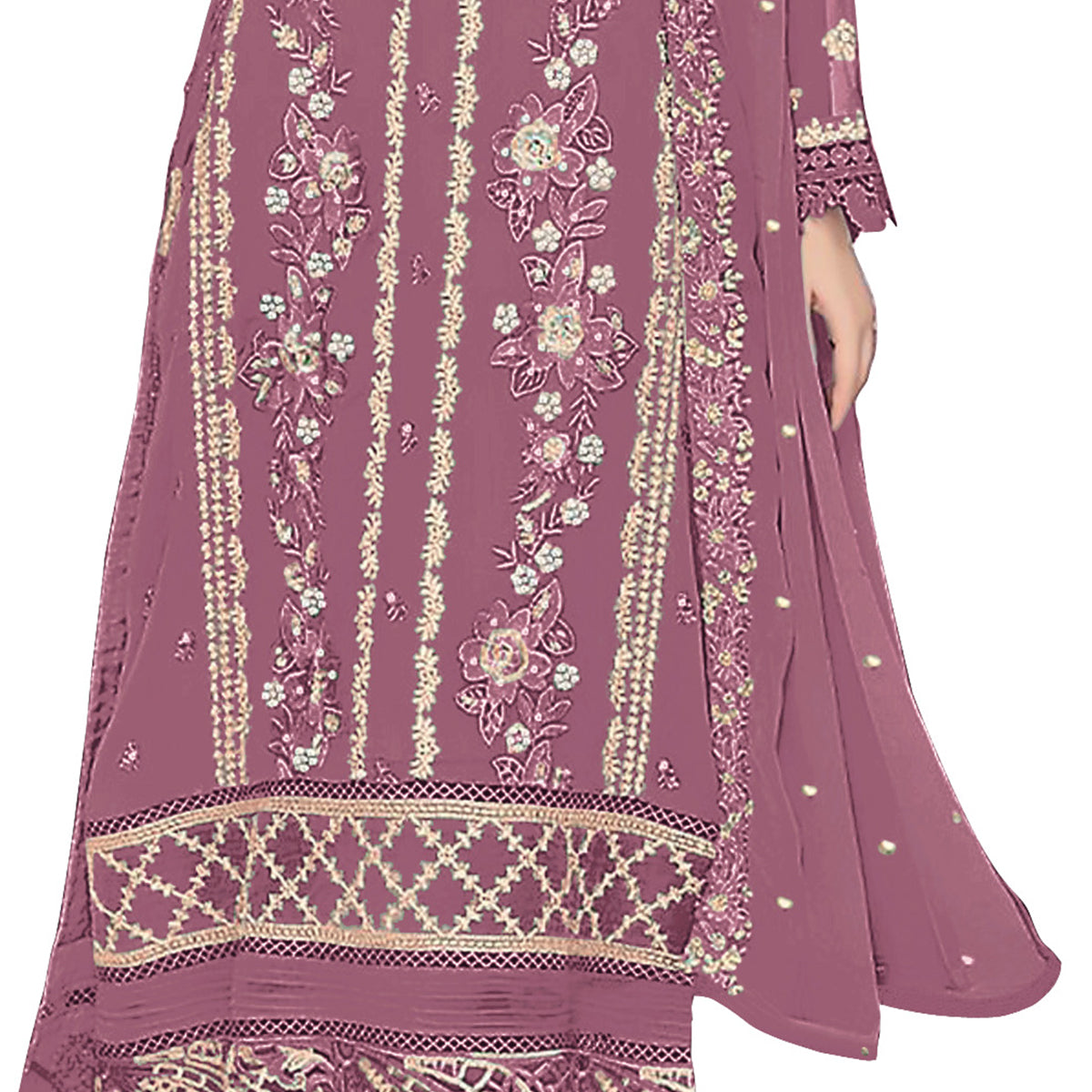 Shafnufab WOMEN'S Georgette Semi-Stiched Pakistani Suit (SF-171939 Light Green Free Size )