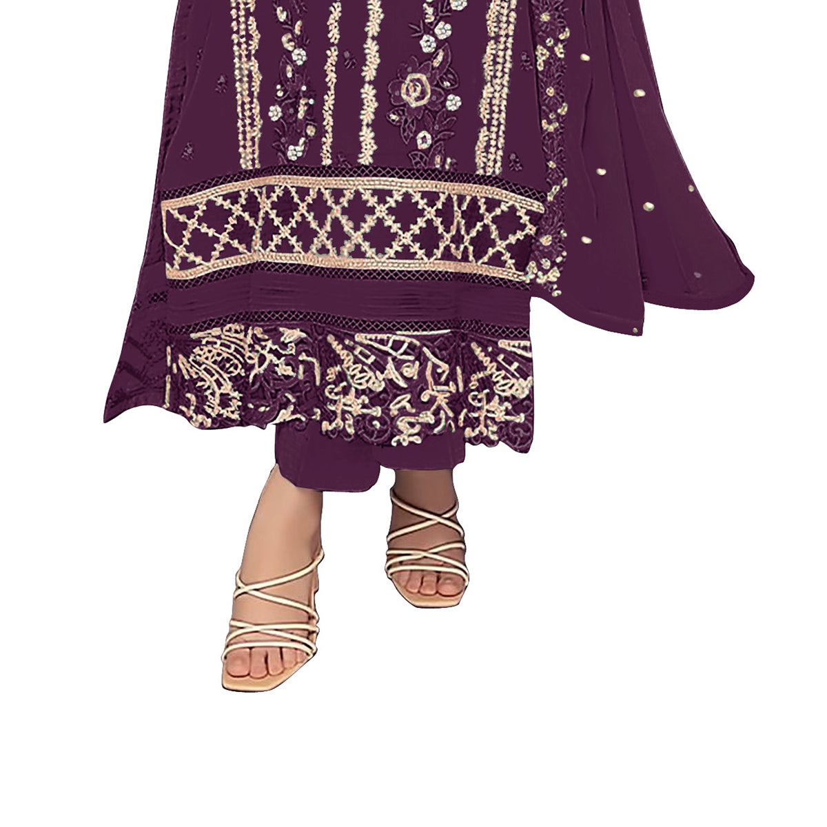 Shafnufab WOMEN'S Georgette Semi-Stiched Pakistani Suit (SF-171939 Light Green Free Size )