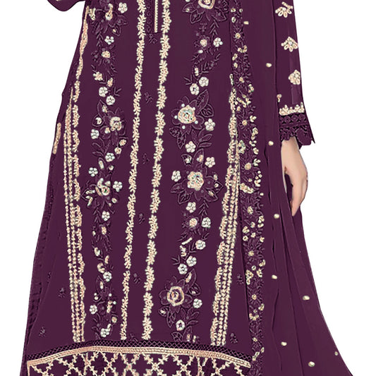 Shafnufab WOMEN'S Georgette Semi-Stiched Pakistani Suit (SF-171939 Light Green Free Size )