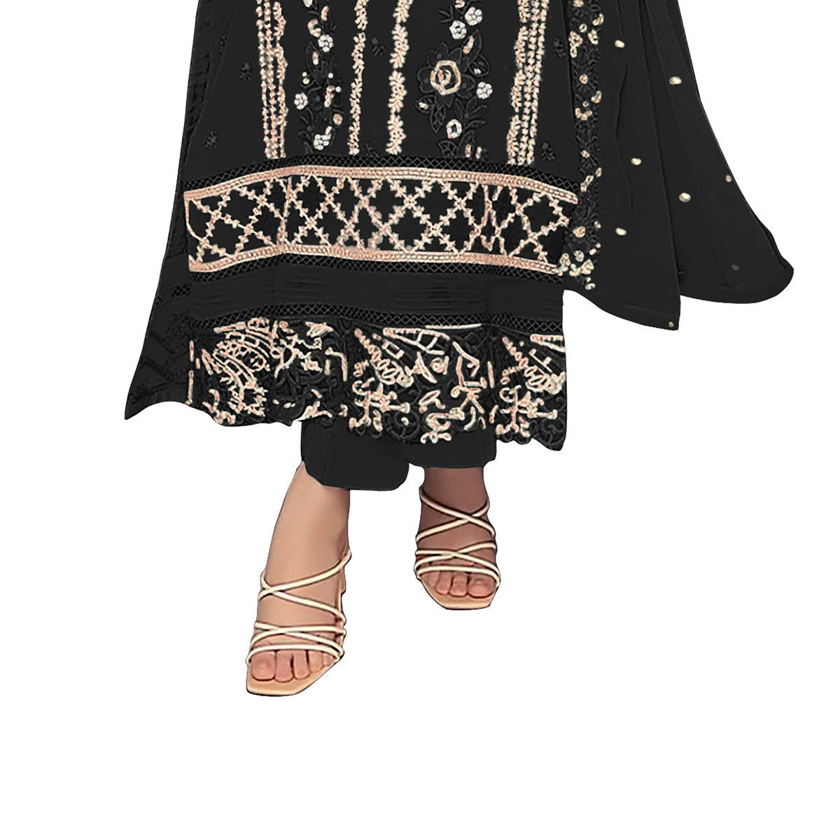 Shafnufab WOMEN'S Georgette Semi-Stiched Pakistani Suit (SF-171939 Light Green Free Size )