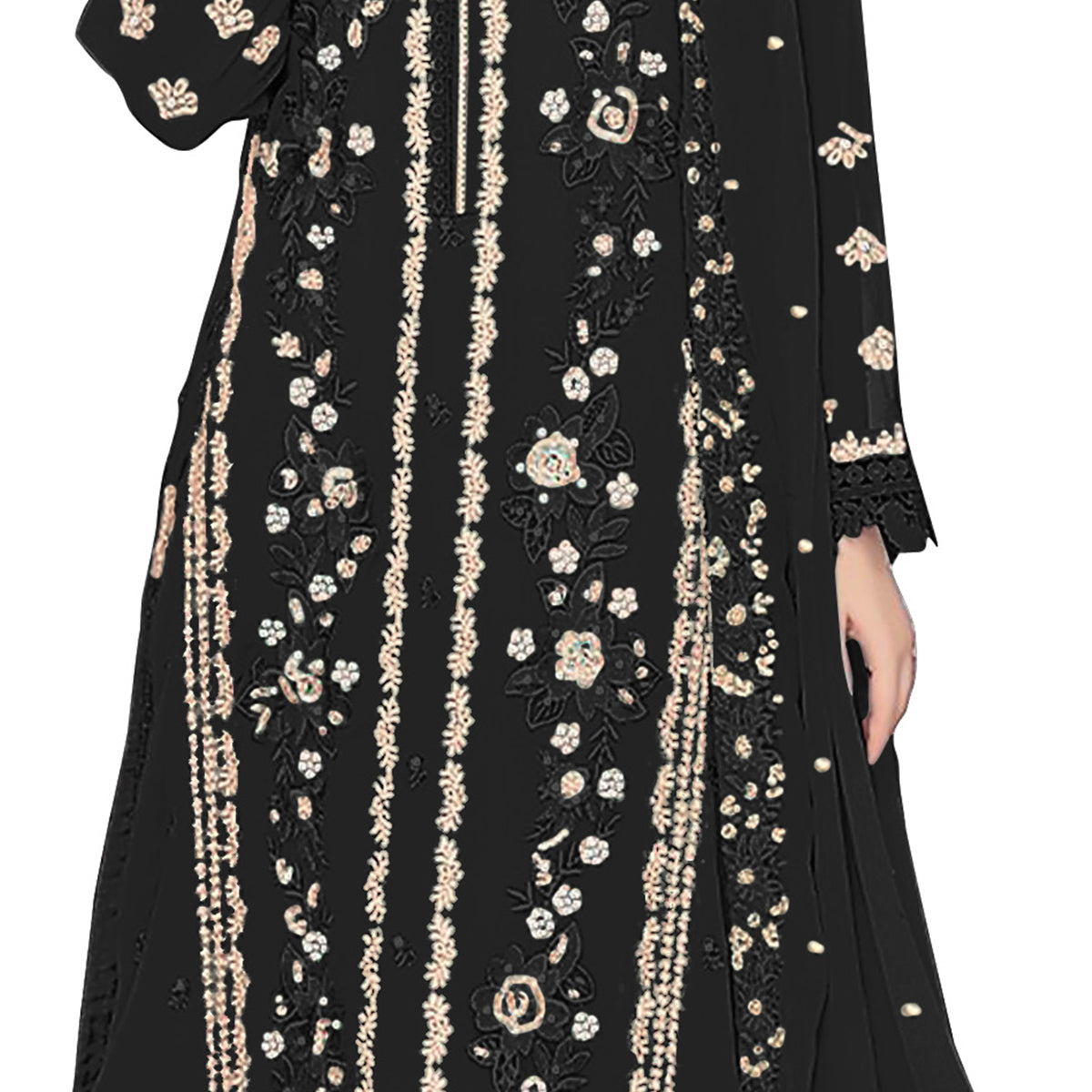 Shafnufab WOMEN'S Georgette Semi-Stiched Pakistani Suit (SF-171939 Light Green Free Size )