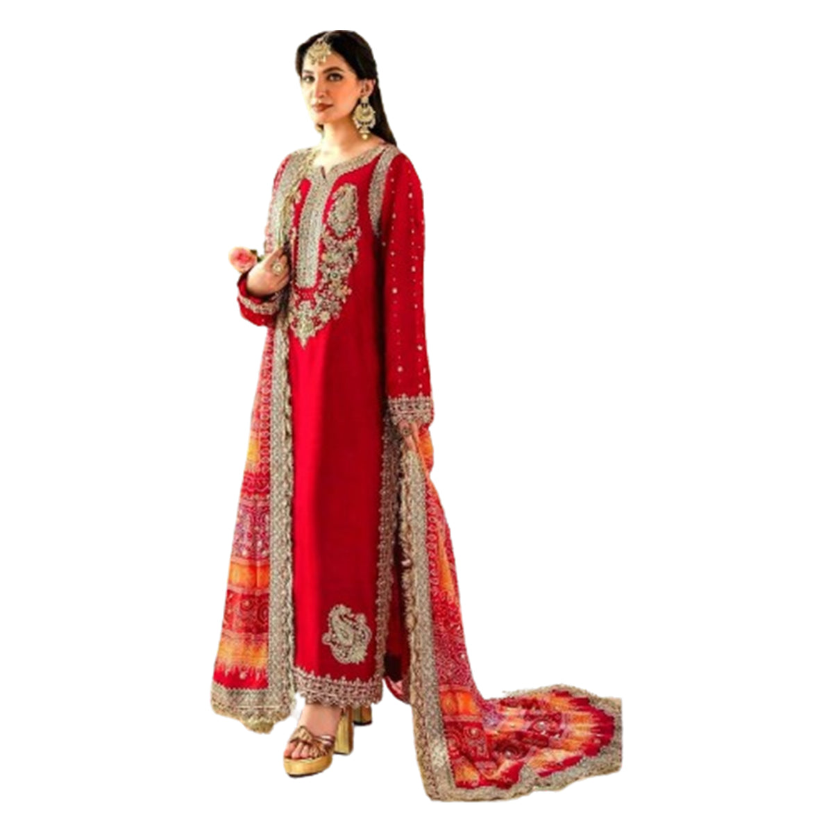 Shafnufab WOMEN'S Georgette Semi-Stiched Pakistani Suit (SF-171939 Light Green Free Size )