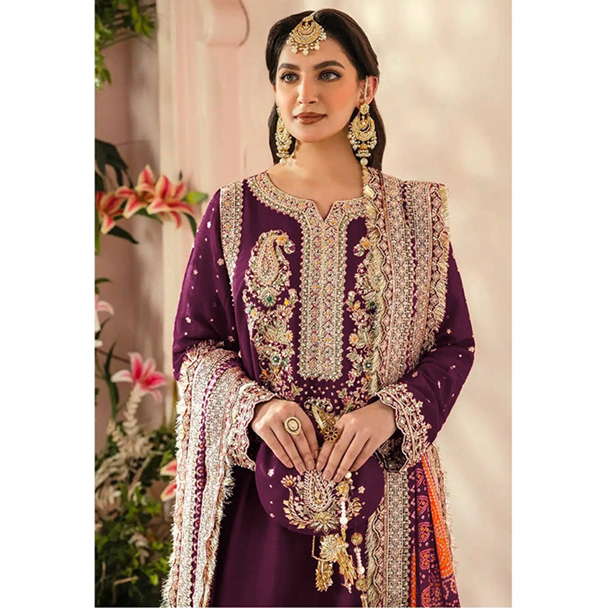 Shafnufab WOMEN'S Georgette Semi-Stiched Pakistani Suit (SF-171939 Light Green Free Size )