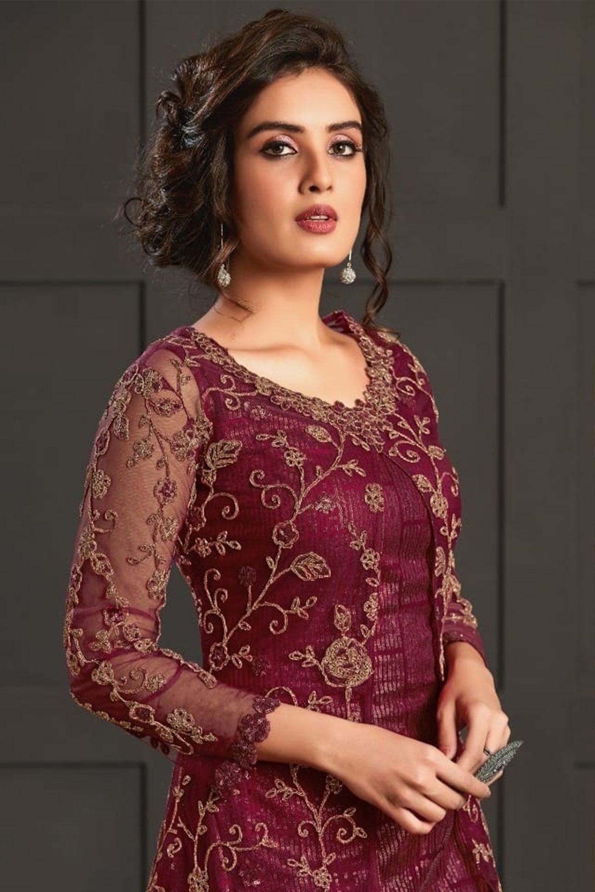 SHAFNUFAB Women's Net Ethnic Wear for WomenSemi StitchedSalwarSuit SF201113 Diwali Outfit Bridal Pink Colour Indian CasualWearSalwarSuit IN Eid