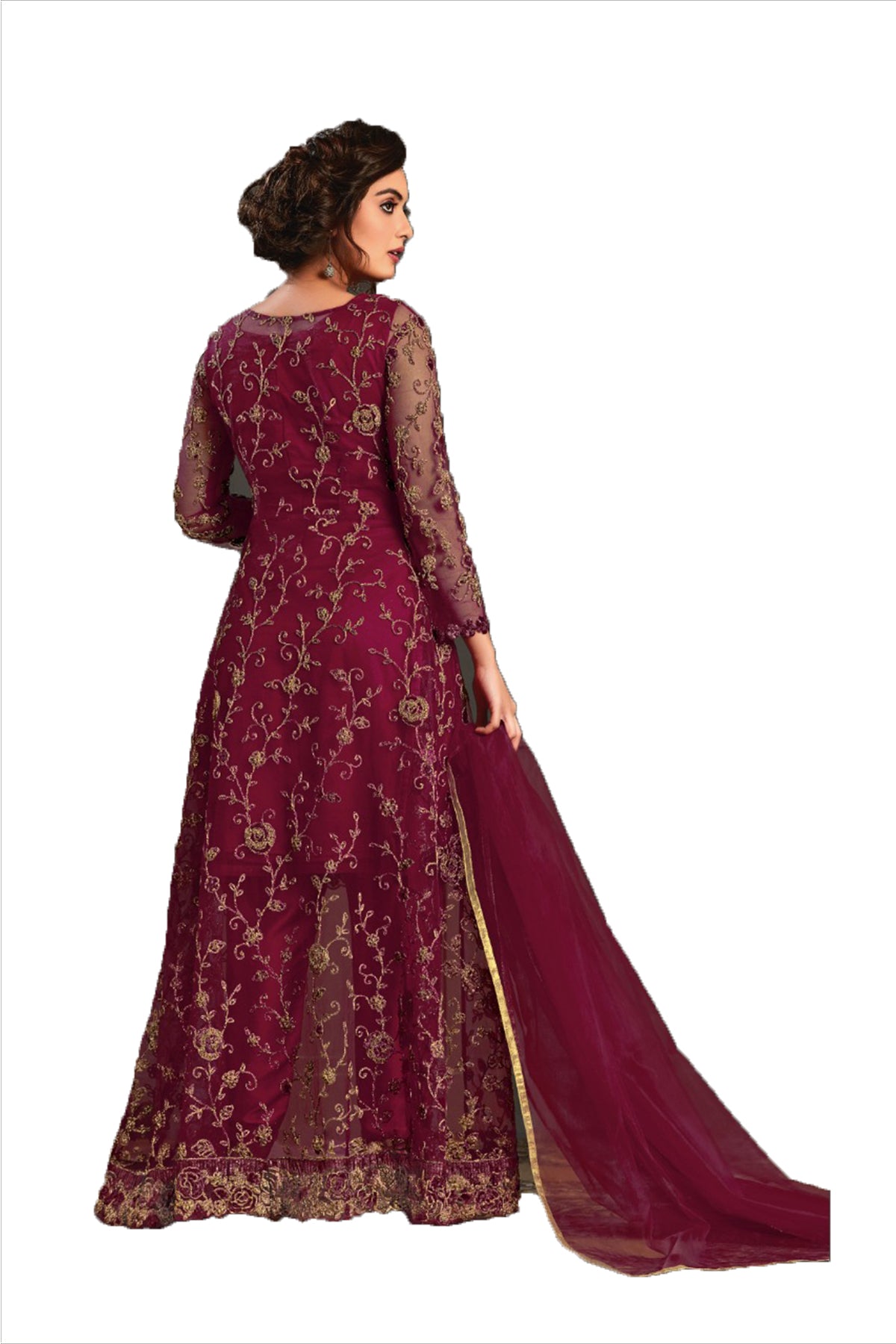 SHAFNUFAB Women's Net Ethnic Wear for WomenSemi StitchedSalwarSuit SF201113 Diwali Outfit Bridal Pink Colour Indian CasualWearSalwarSuit IN Eid