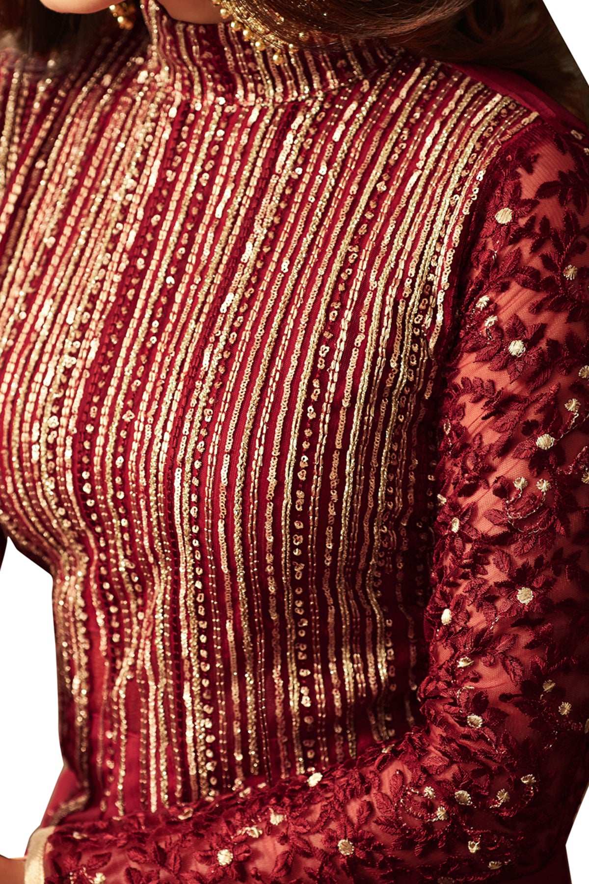 SHAFNUFAB Women's Georgette Ethnic Wear for WomenSemi StitchedSalwarSuit SF201116 Diwali Outfit Bridal Maroon Colour Indian CasualWearSalwarSuit IN Eid