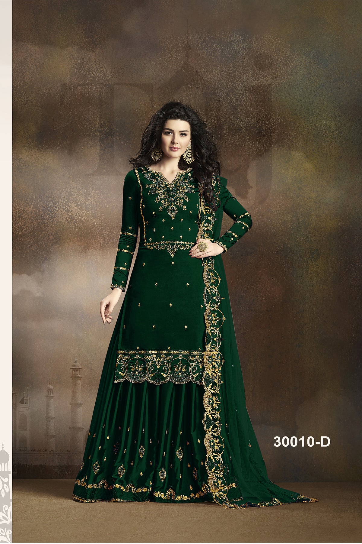 SHAFNUFAB Women's Georgette Ethnic Wear for WomenSemi StitchedSalwarSuit SF201148 Diwali Outfit Bridal Green Colour Indian CasualWearSalwarSuit IN Eid