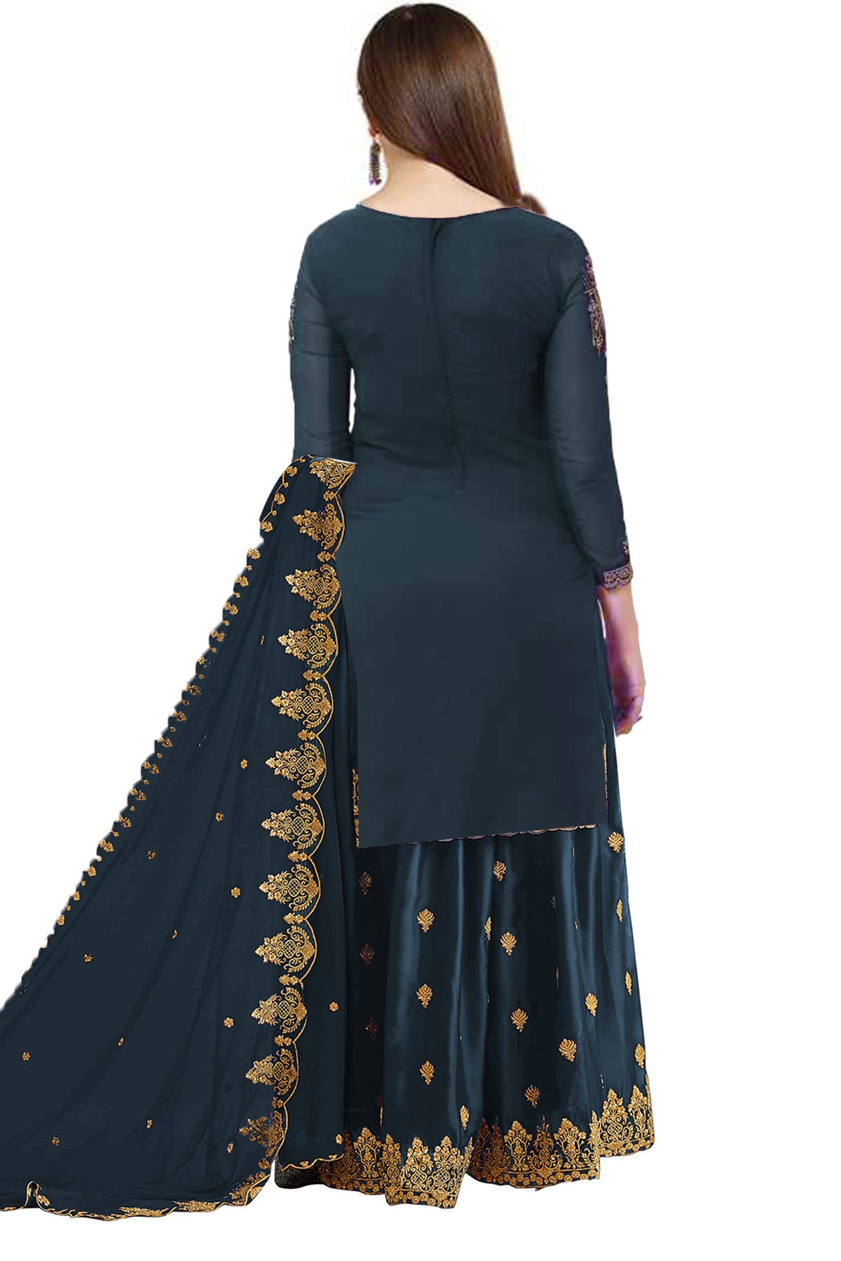 SHAFNUFAB Women's Georgette Ethnic Wear for WomenSemi StitchedSalwarSuit SF201160 Diwali Outfit Bridal Turquoise1 Colour Indian CasualWearSalwarSuit IN Eid