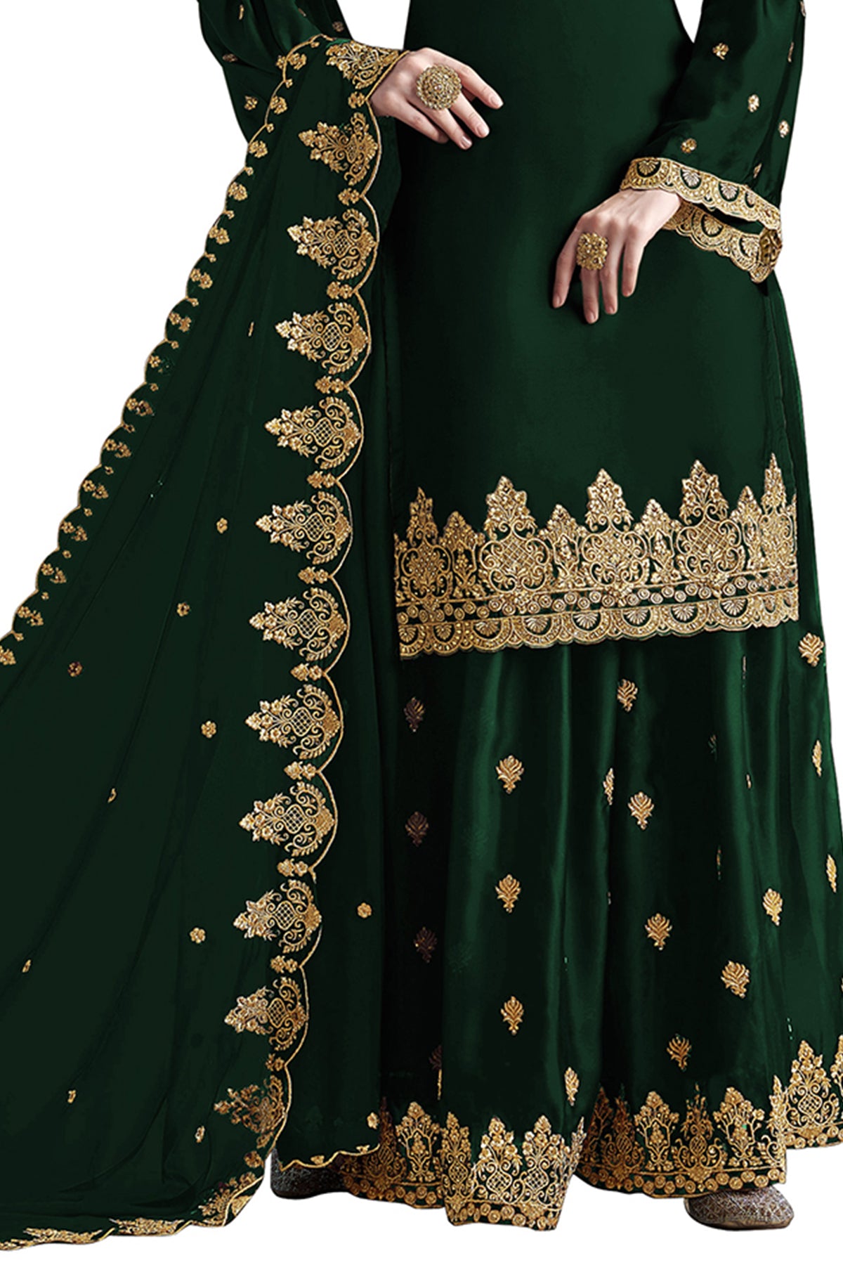 SHAFNUFAB Women's Georgette Ethnic Wear for WomenSemi StitchedSalwarSuit SF201162 Diwali Outfit Bridal Green1 Colour Indian CasualWearSalwarSuit IN Eid