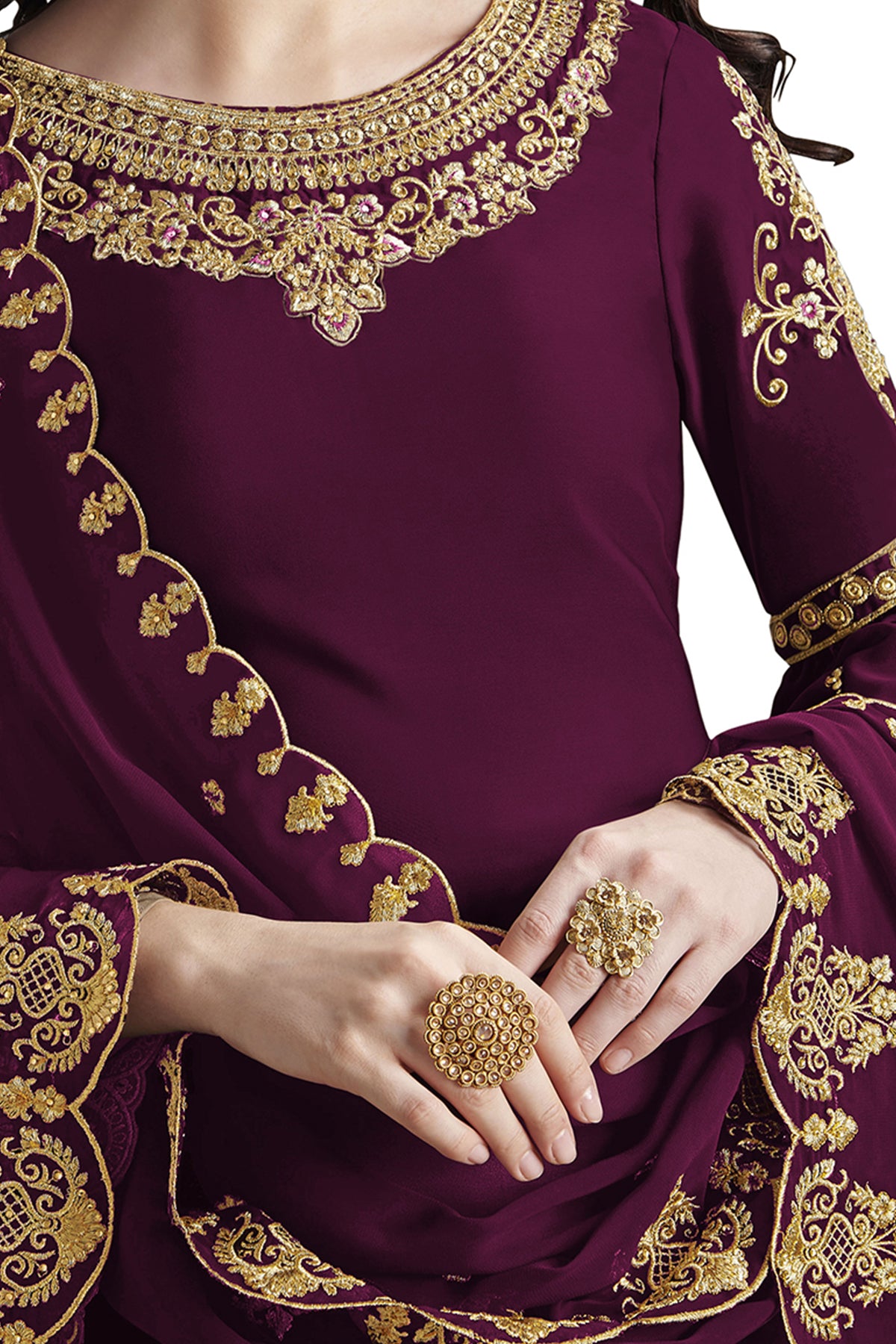 SHAFNUFAB Women's Georgette Ethnic Wear for WomenSemi StitchedSalwarSuit SF201163 Diwali Outfit Bridal Purple1 Colour Indian CasualWearSalwarSuit IN Eid