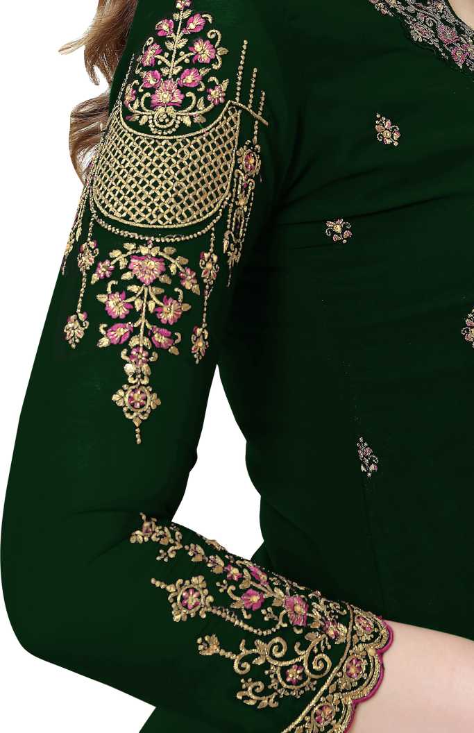 SHAFNUFAB Women's Georgette Ethnic Wear for WomenSemi StitchedSalwarSuit SF201175 Diwali Outfit Bridal Green1 Colour Indian CasualWearSalwarSuit IN Eid