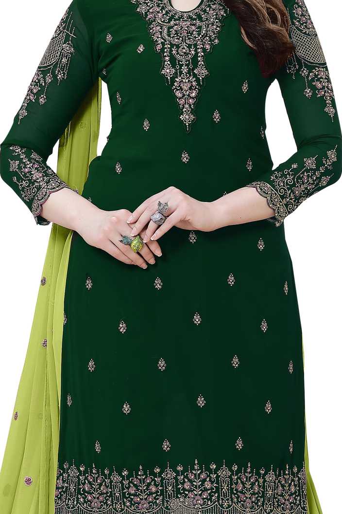 SHAFNUFAB Women's Georgette Ethnic Wear for WomenSemi StitchedSalwarSuit SF201175 Diwali Outfit Bridal Green1 Colour Indian CasualWearSalwarSuit IN Eid