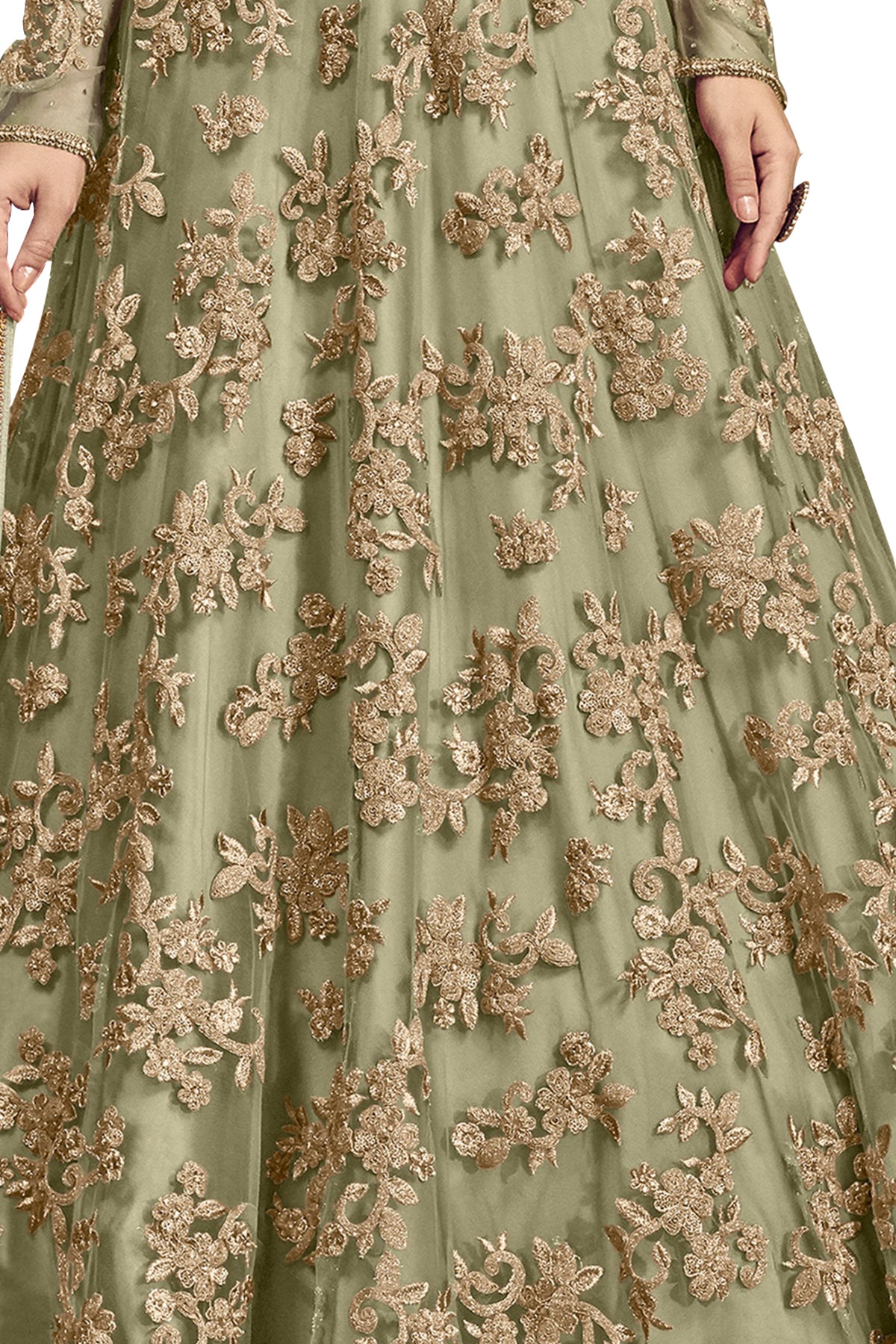 SHAFNUFAB Women's Net Ethnic Wear for WomenSemi StitchedSalwarSuit SF20129 Diwali Outfit Bridal Light Green Colour Indian CasualWearSalwarSuit IN Eid