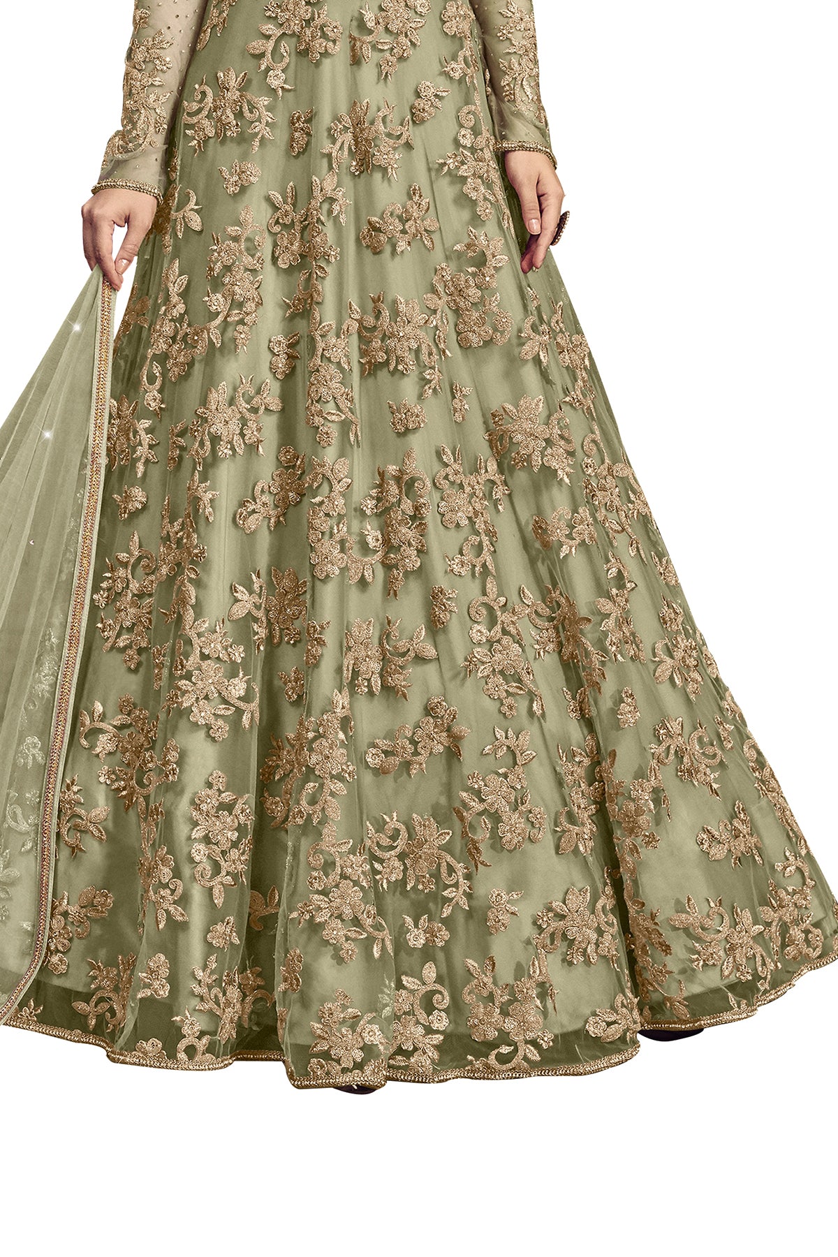 SHAFNUFAB Women's Net Ethnic Wear for WomenSemi StitchedSalwarSuit SF20129 Diwali Outfit Bridal Light Green Colour Indian CasualWearSalwarSuit IN Eid