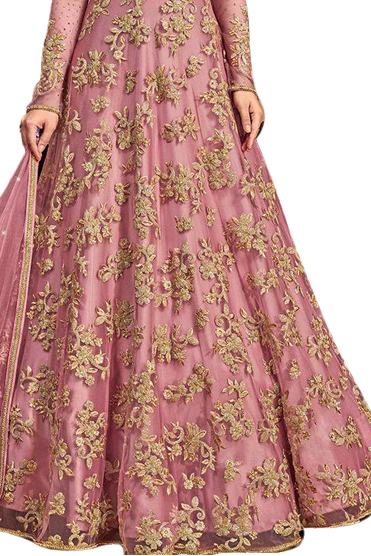 SHAFNUFAB Women's Net Ethnic Wear for WomenSemi StitchedSalwarSuit SF20130 Diwali Outfit Bridal Peach Colour Indian CasualWearSalwarSuit IN Eid
