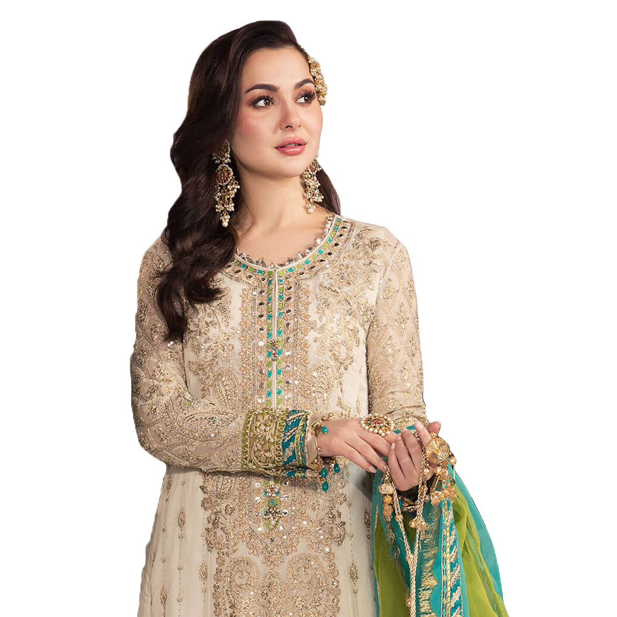 SHAFNUFAB Women's Georgette Ethnic Wear for WomenSemi StitchedSalwarSuit SF201318 Diwali Outfit Bridal White Colour Indian CasualWearSalwarSuit IN Eid