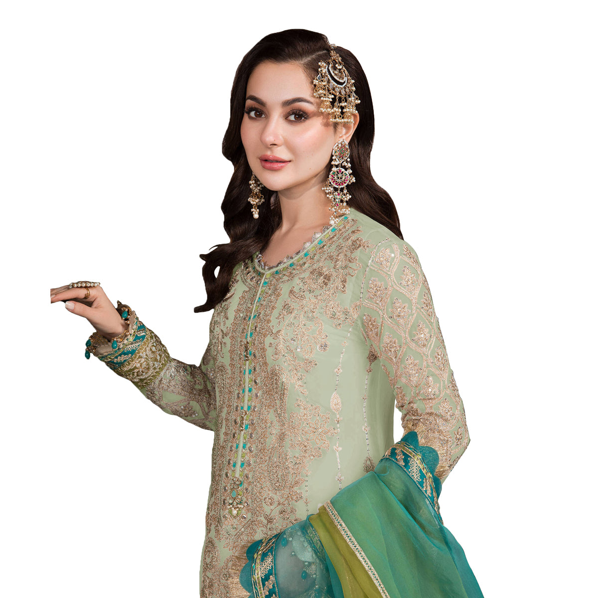 SHAFNUFAB Women's Georgette Ethnic Wear for WomenSemi StitchedSalwarSuit SF201319 Diwali Outfit Bridal Green Colour Indian CasualWearSalwarSuit IN Eid