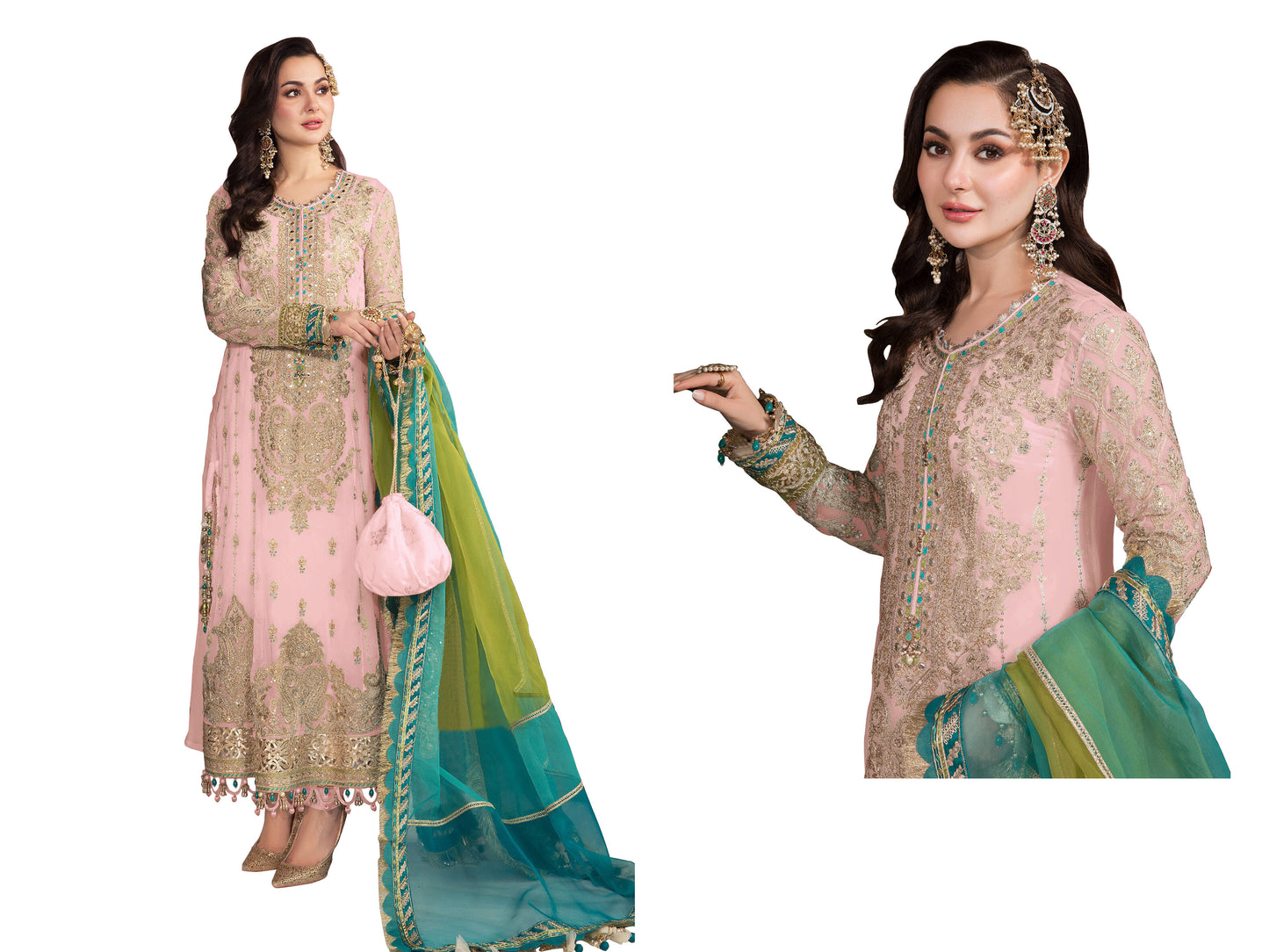 Shafnufab Georgette Pakistani Salwar Suit With Embroidered Work (SF201320 Pink Free Size )