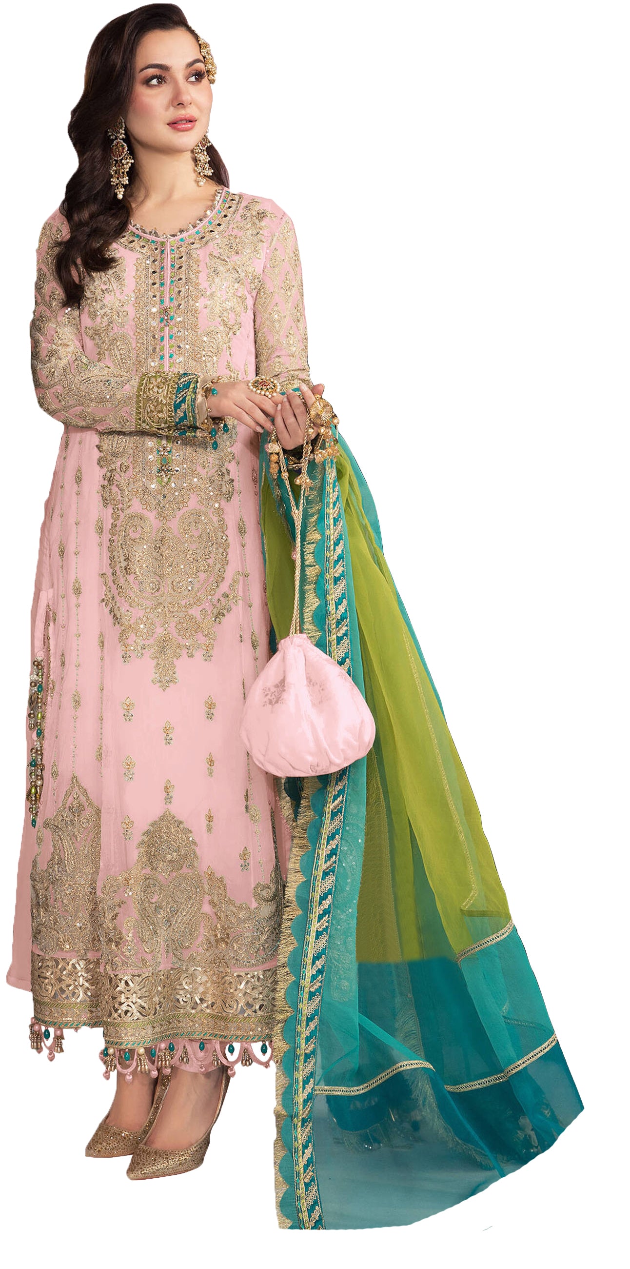 Shafnufab Georgette Pakistani Salwar Suit With Embroidered Work (SF201320 Pink Free Size )