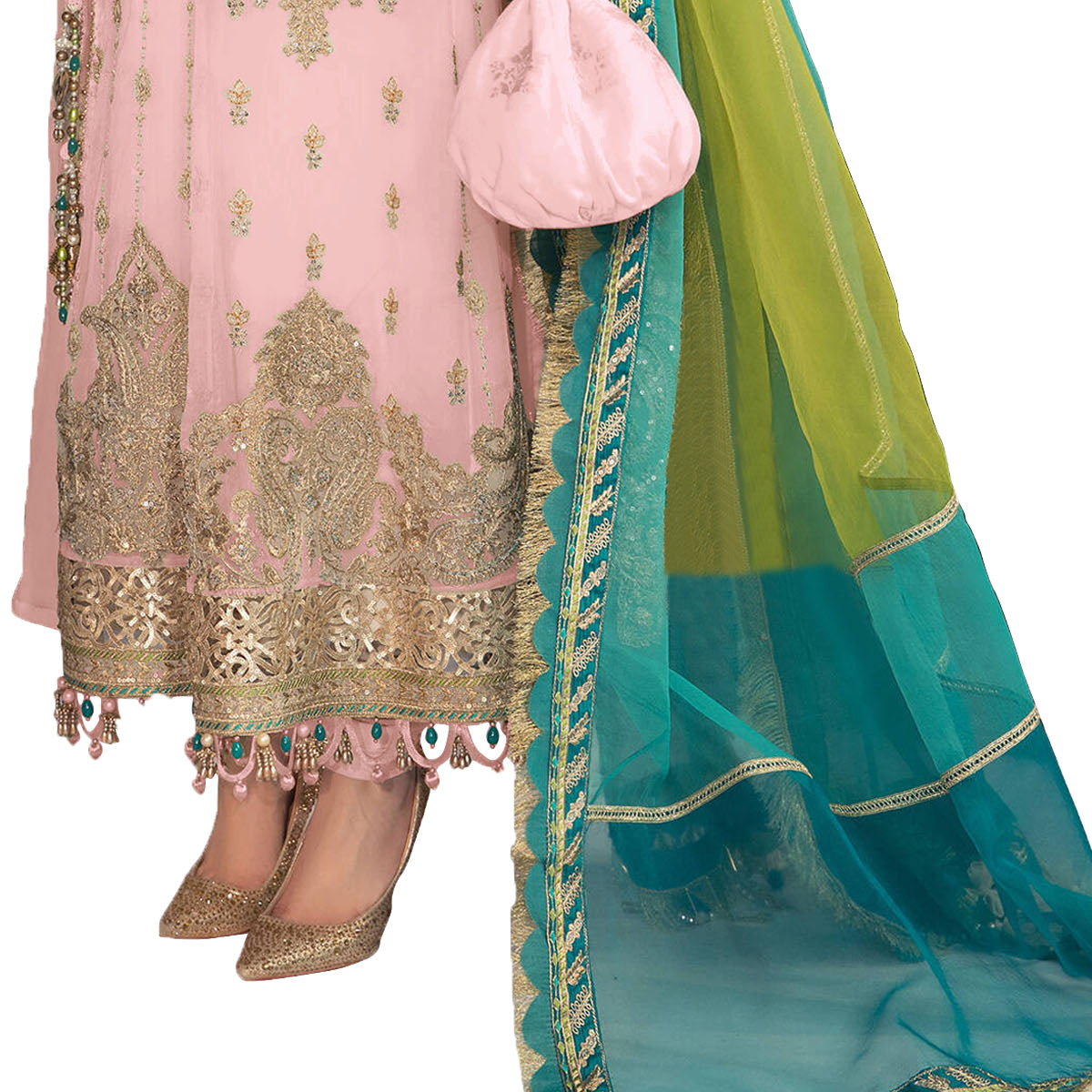 Shafnufab Georgette Pakistani Salwar Suit With Embroidered Work (SF201320 Pink Free Size )