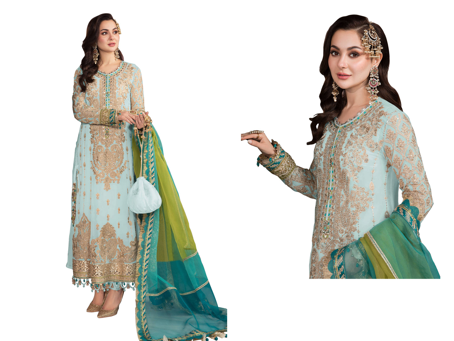 Shafnufab Georgette Pakistani Salwar Suit With Embroidered Work (SF201321 Blue Free Size )