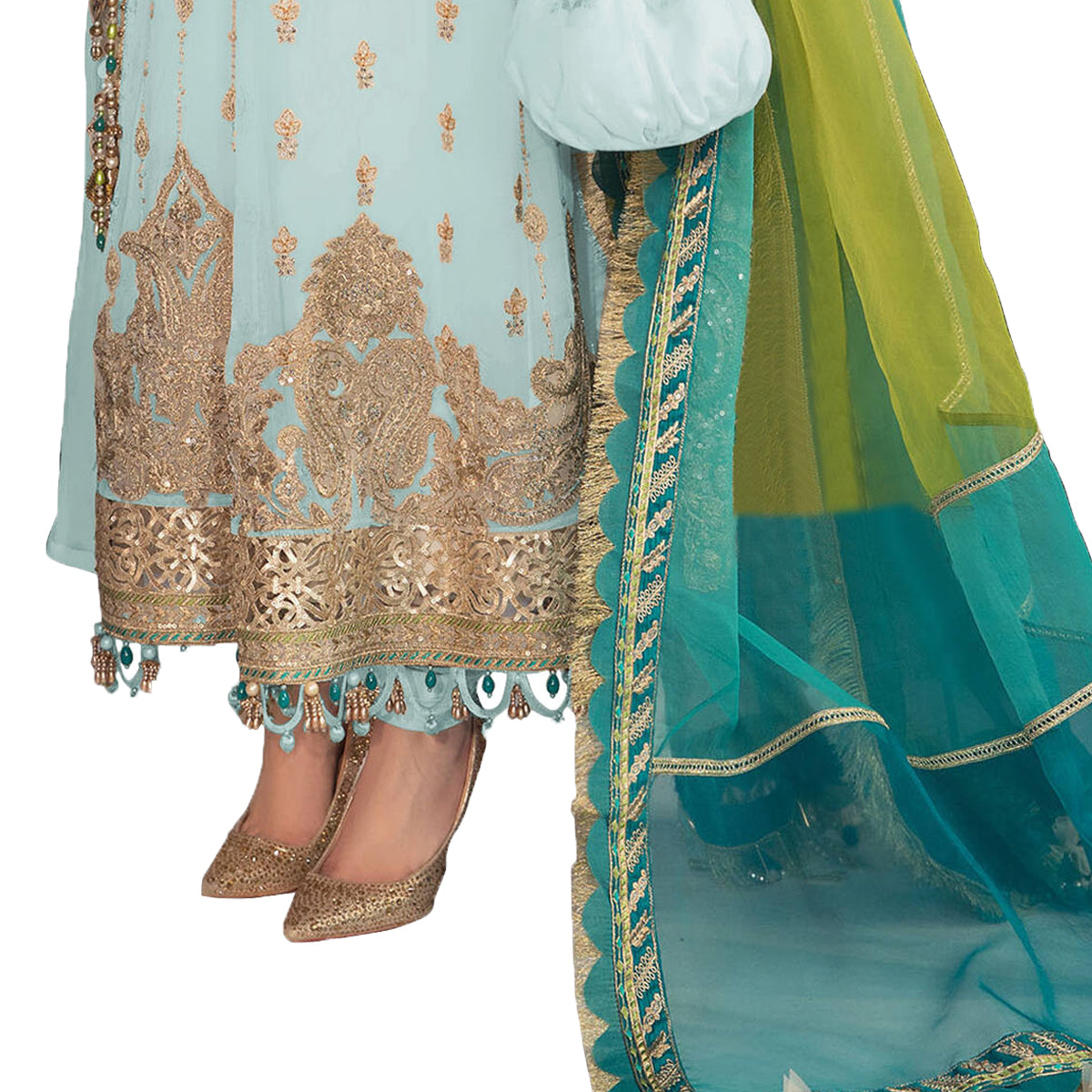 Shafnufab Georgette Pakistani Salwar Suit With Embroidered Work (SF201321 Blue Free Size )