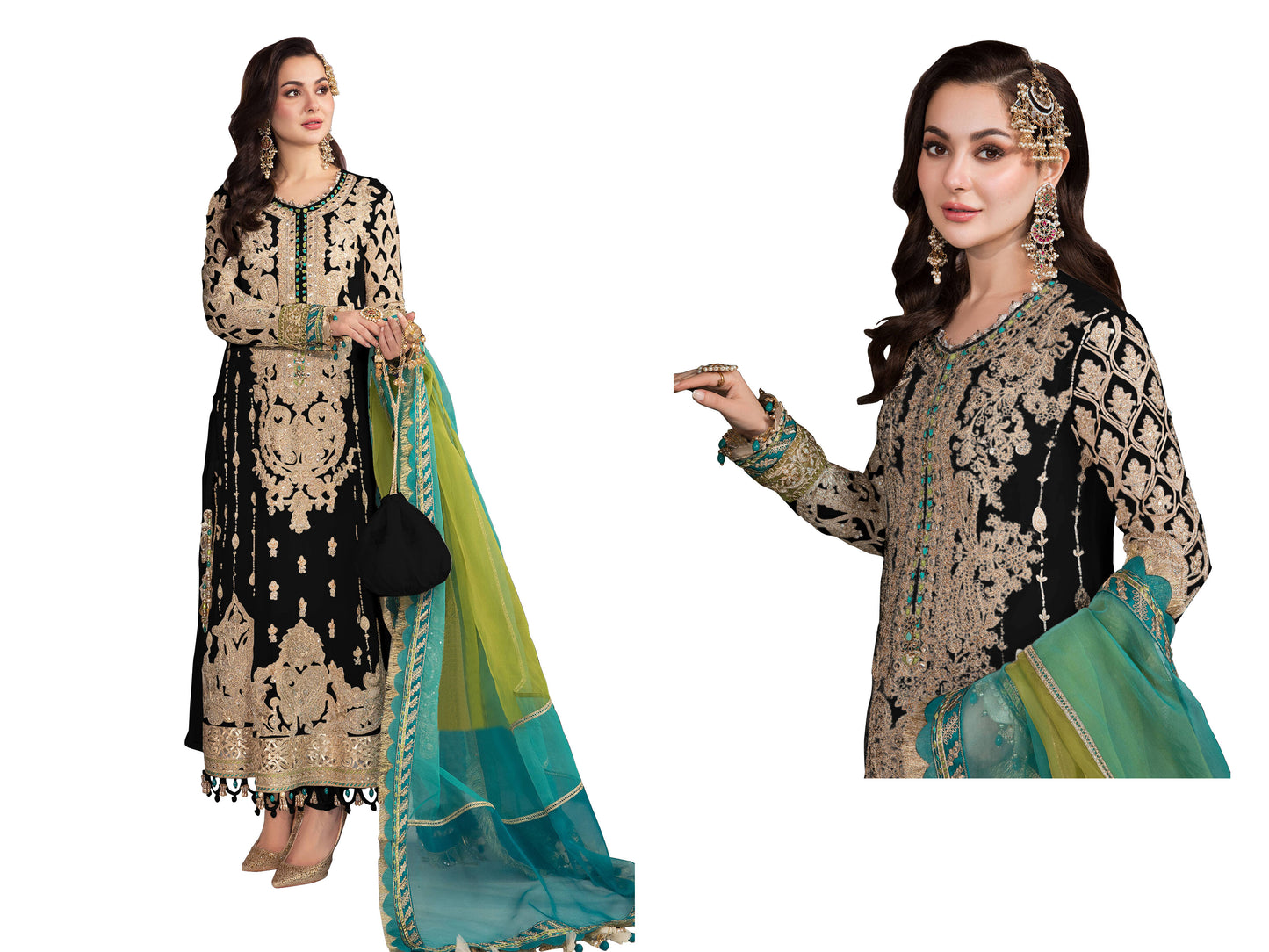 SHAFNUFAB Women's Georgette Ethnic Wear for WomenSemi StitchedSalwarSuit SF201322 Diwali Outfit Bridal Black Colour Indian CasualWearSalwarSuit IN Eid