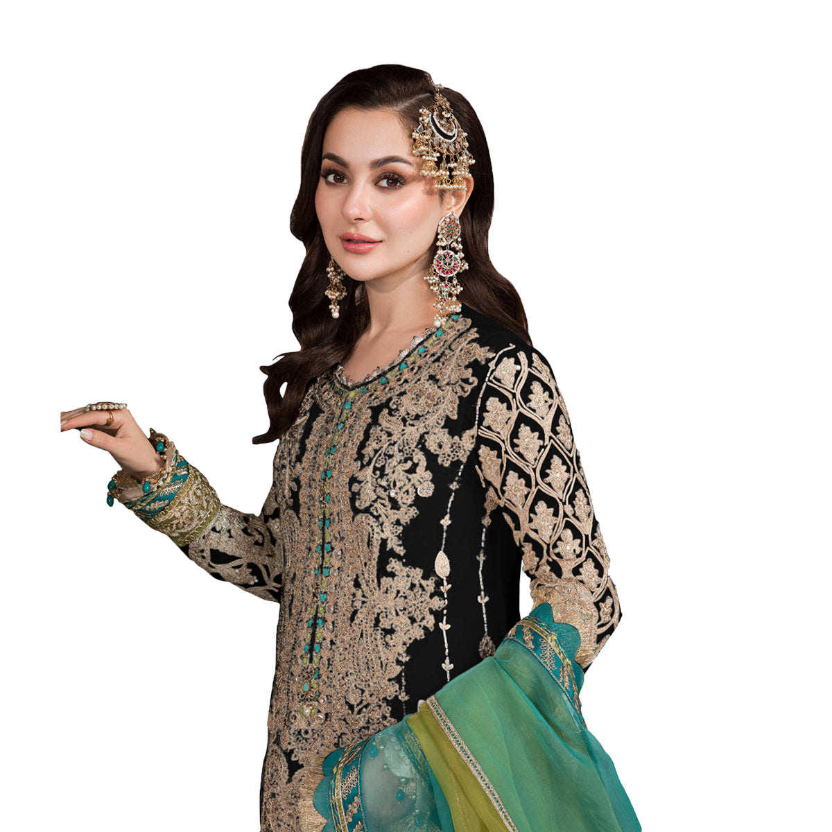 SHAFNUFAB Women's Georgette Ethnic Wear for WomenSemi StitchedSalwarSuit SF201322 Diwali Outfit Bridal Black Colour Indian CasualWearSalwarSuit IN Eid