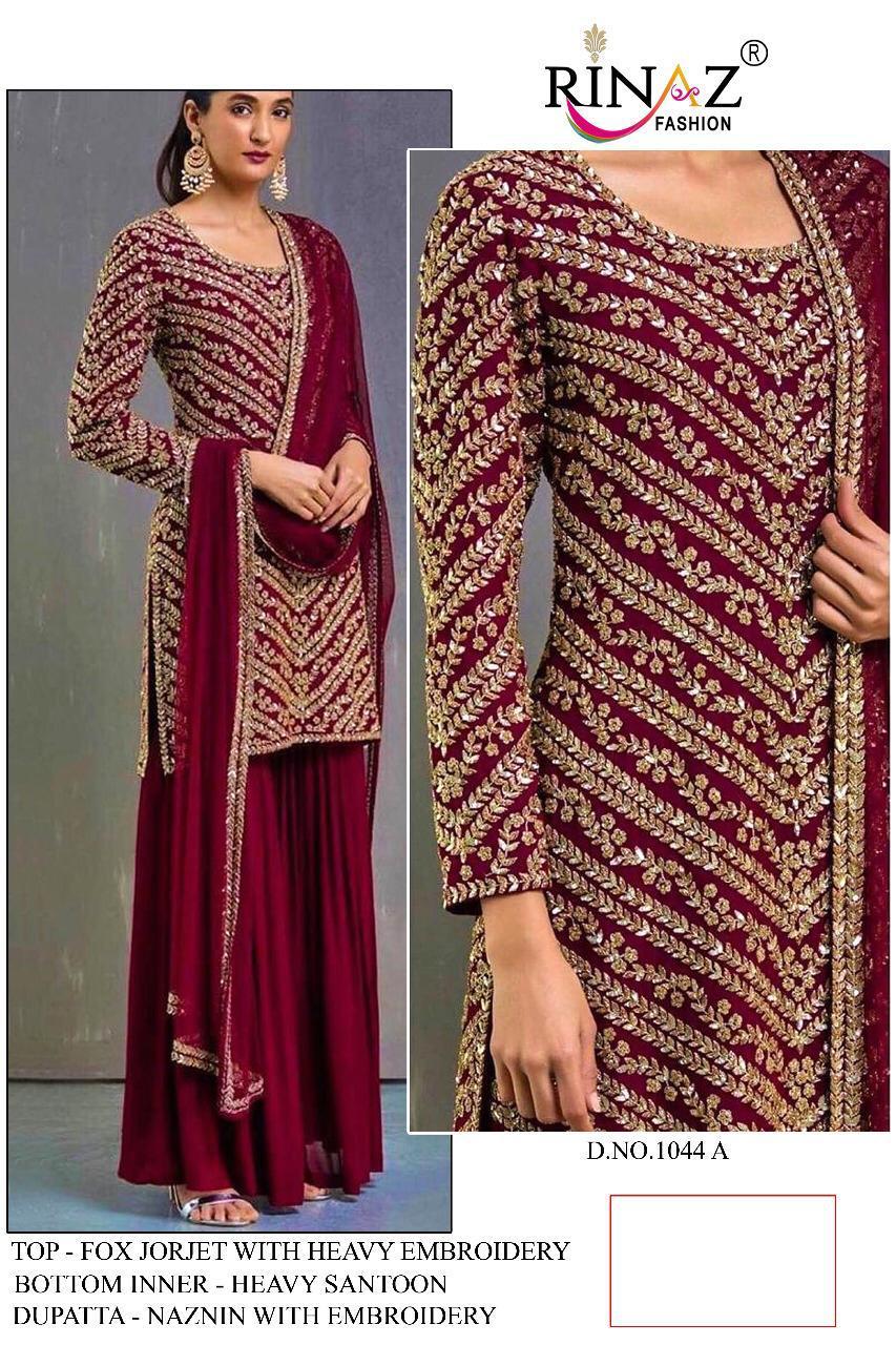 Shafnufab WOMEN'S Georgette Semi Stitched Salwar Suit (SF201331 Maroon Free Size )