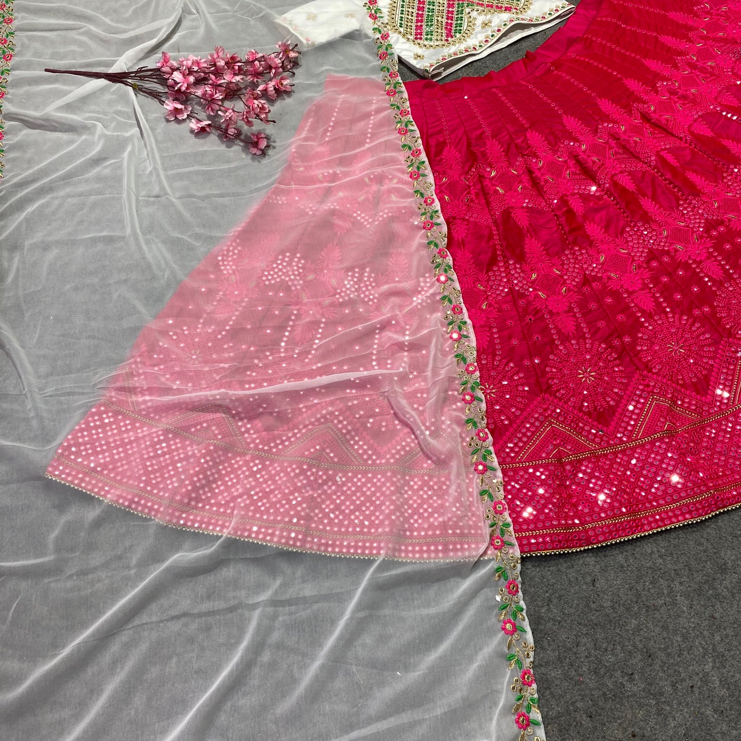SHAFNUFAB Women's Malay Satin Silk Semi Stitched lehengacholi SF201373 Diwali Outfit Embroidered lehengacholi Set Rani pink1 Colour Indian Heavy Lehenga
