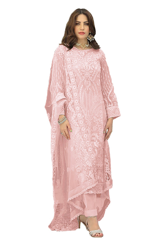 SHAFNUFAB Women's Georgette Ethnic Wear for WomenSemi StitchedSalwarSuit SF201376 Diwali Outfit Bridal Pink1 Colour Indian CasualWearSalwarSuit IN Eid