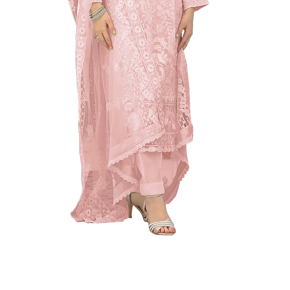 SHAFNUFAB Women's Georgette Ethnic Wear for WomenSemi StitchedSalwarSuit SF201376 Diwali Outfit Bridal Pink1 Colour Indian CasualWearSalwarSuit IN Eid