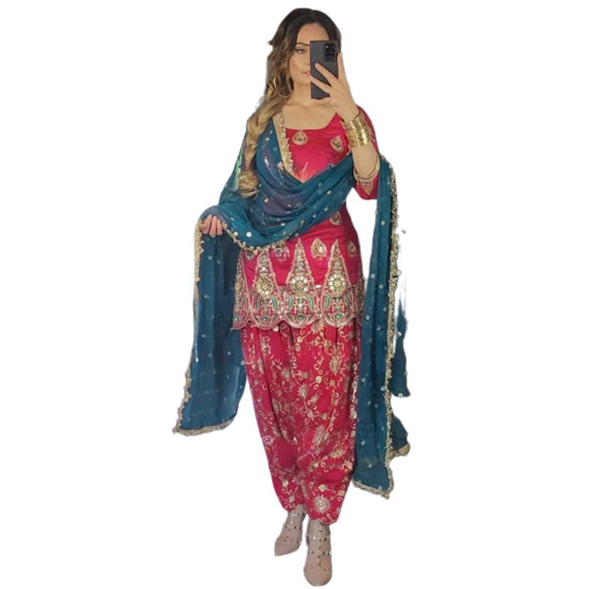 Shafnufab Women's Georgette Stitched Dhoti Suit(XL Size) In Pink Colour SF201415