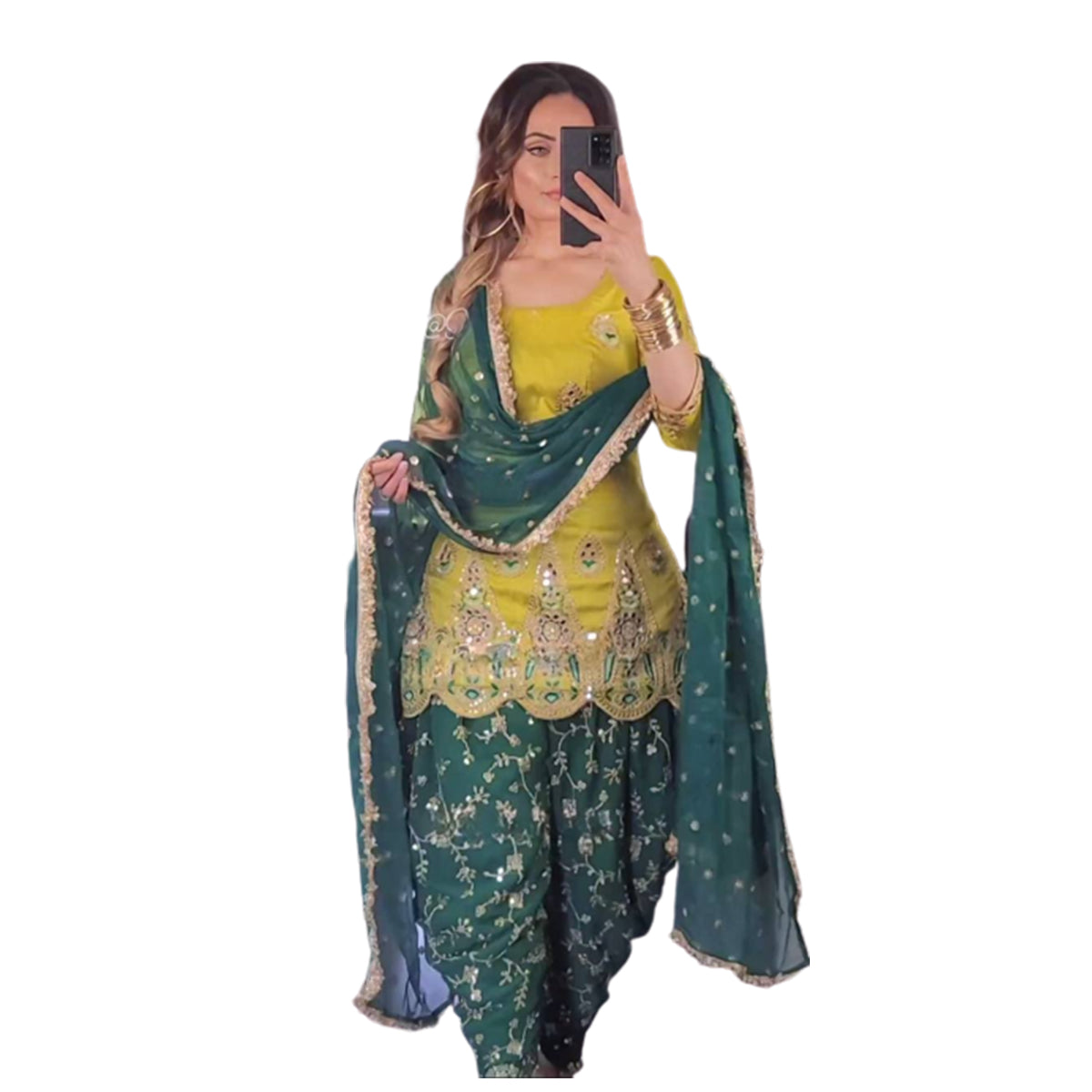 Shafnufab Women's Georgette Stitched Dhoti Suit(XL Size) SF201416