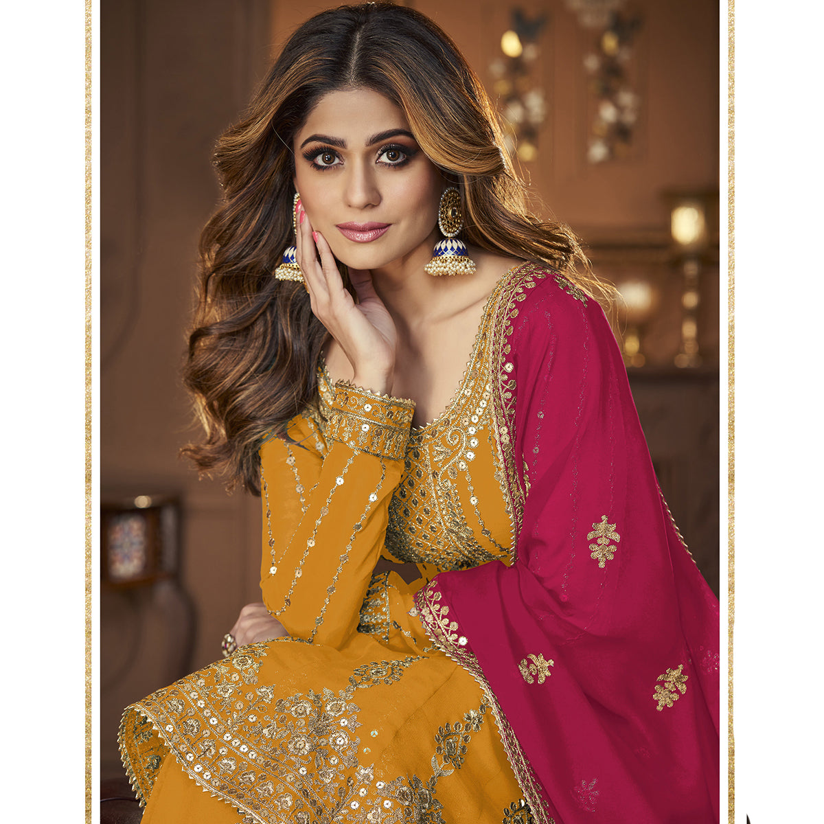 Shafnufab WOMEN'S Georgette Semi Stitched Salwar SuitSF201425