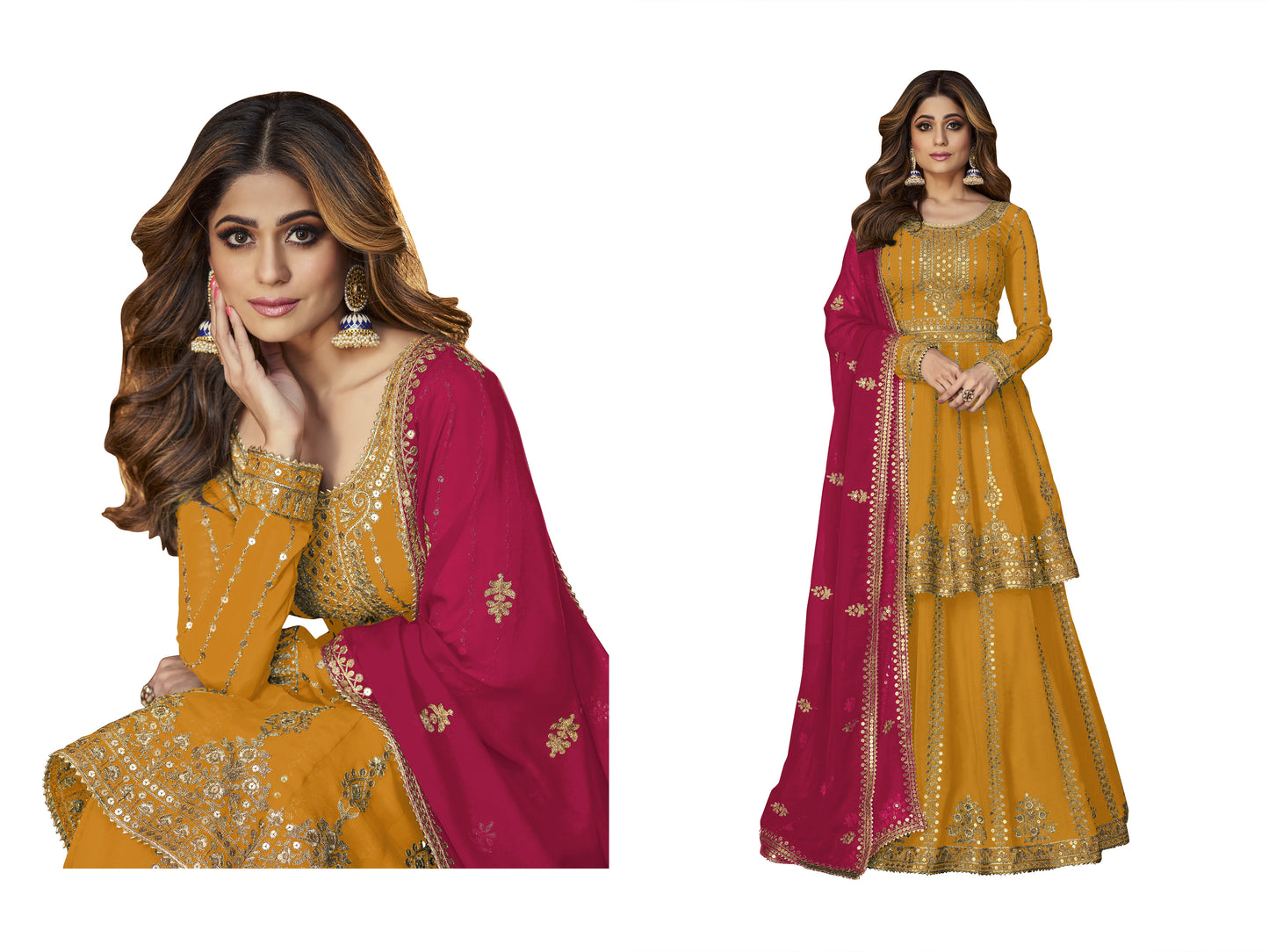 Shafnufab WOMEN'S Georgette Semi Stitched Salwar SuitSF201425